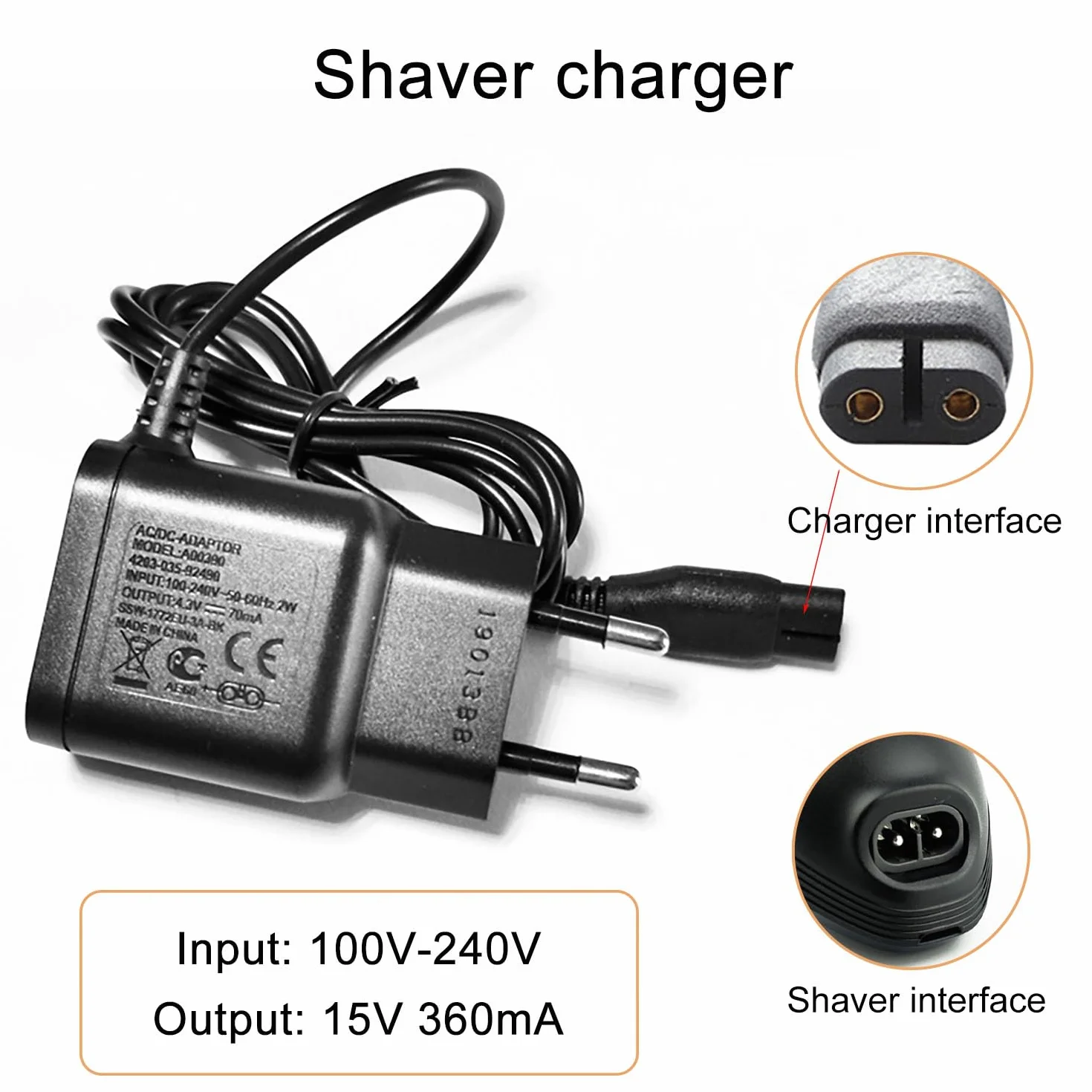 Philips Caricatore Rasoio 4.3V 70mA Cavo di Ricarica Sostitutivo