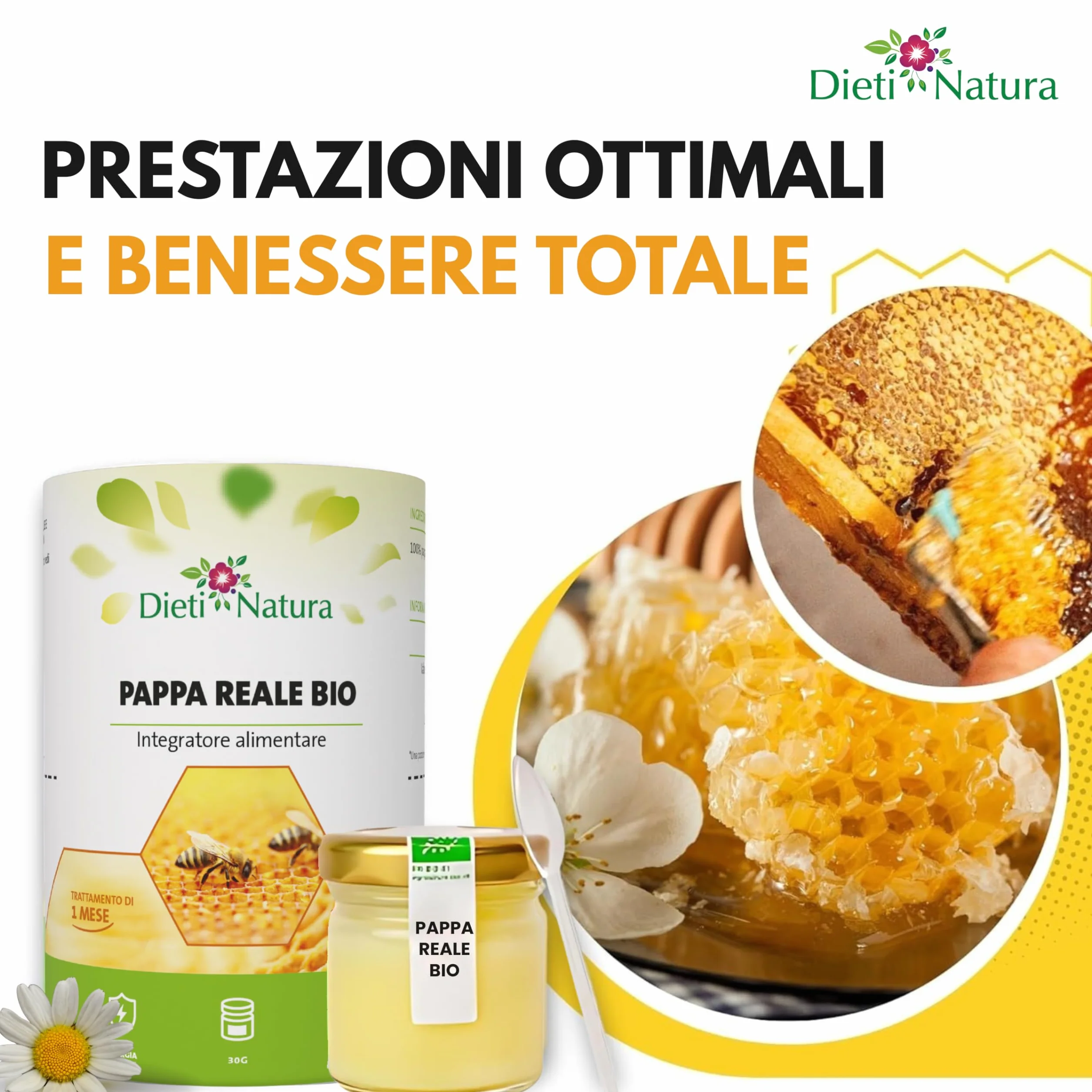 Pappa Reale Fresca BIO 30 g 3 Vasetti – Pappa Reale Pura con Vitamine, Oligoelementi e Minerali