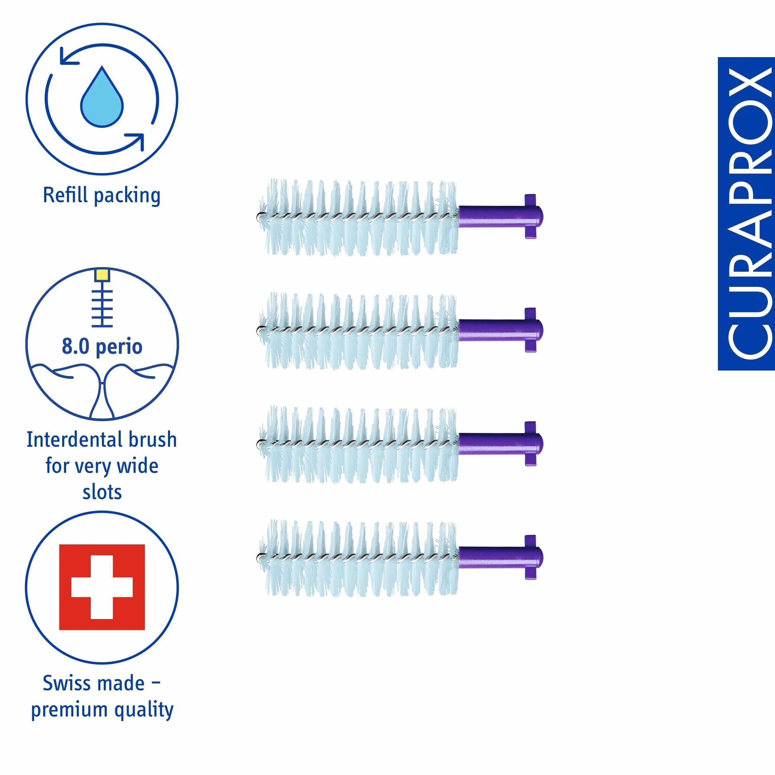 Curaprox CPS 408 Perio Interdental Brush Refills 4-Pack Viola