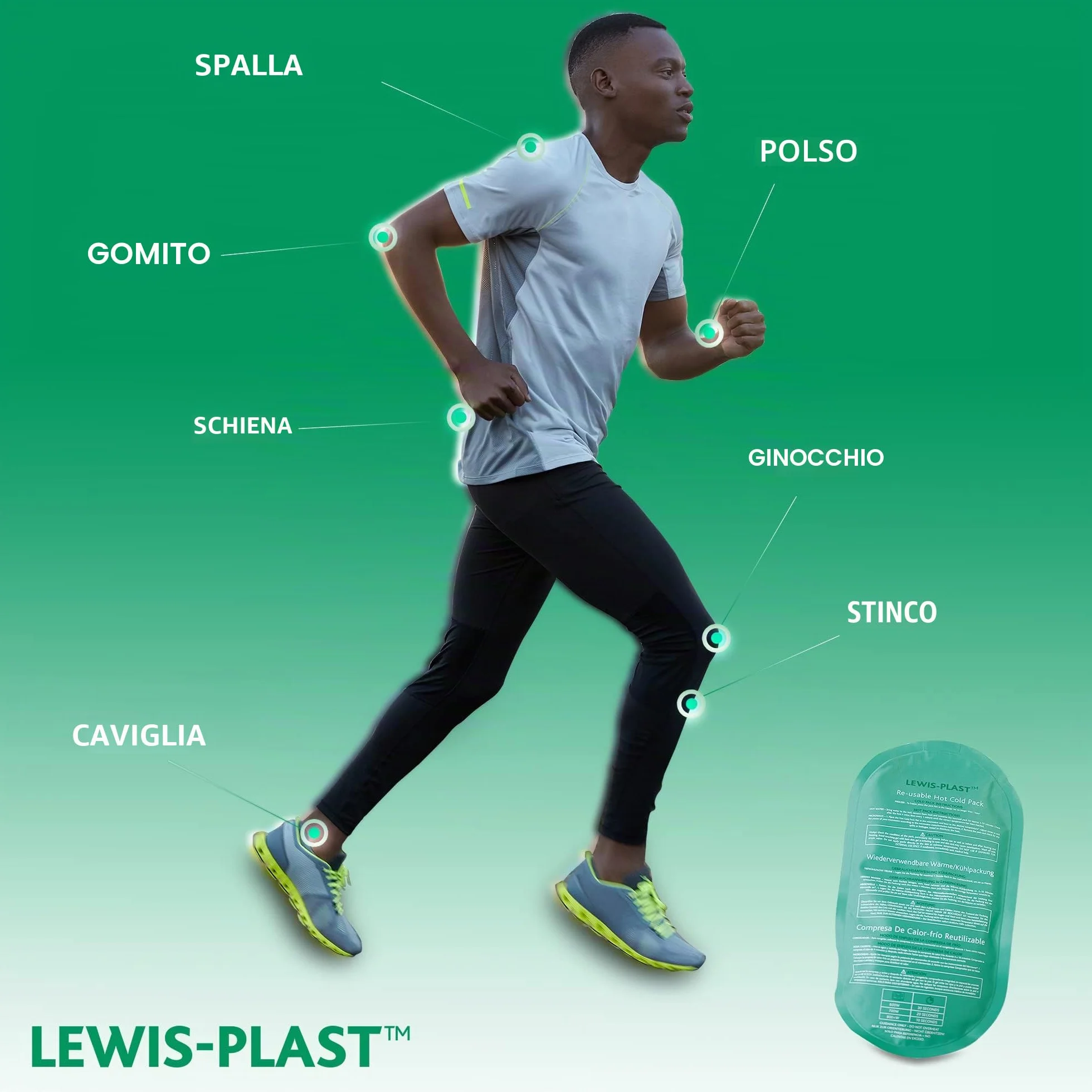 Lewis-Plast - Gel Riutilizzabile per Terapie Caldo/Freddo con Custodia Protettiva - Ideale per Dolore a Ginocchia, Schiena, Caviglia e Collo, Emicranie, Mal di Denti, Contusioni ed Altre Lesioni