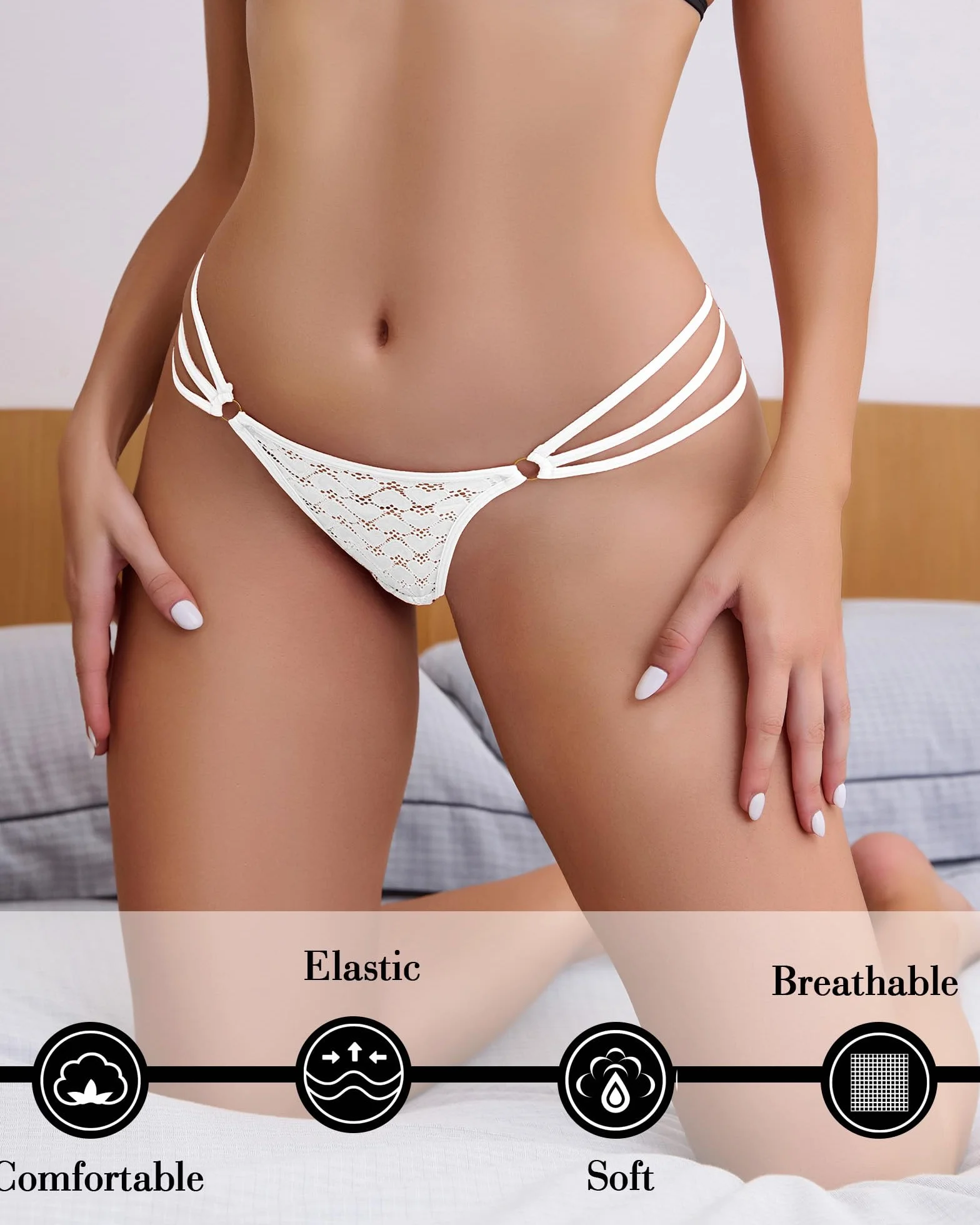 Biancheria intima sexy perizoma in pizzo a vita bassa T-indietro mutandine