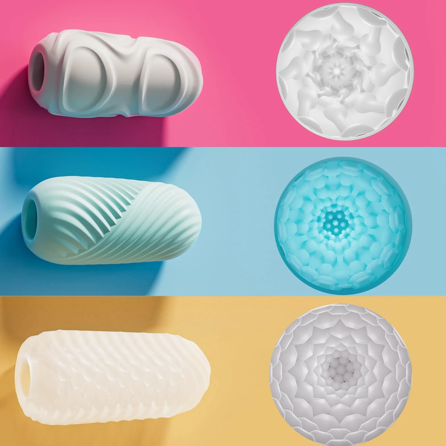 Uovo Masturbatore Uomo Sex Toys - 3 Uova Realistico Masturbatori Maschili Ultra Elastico Toy con 3D Vagina Finta, Pompino Pene Giocattoli Sessuali Tascabili Portatili Manuale Objet per Uomini