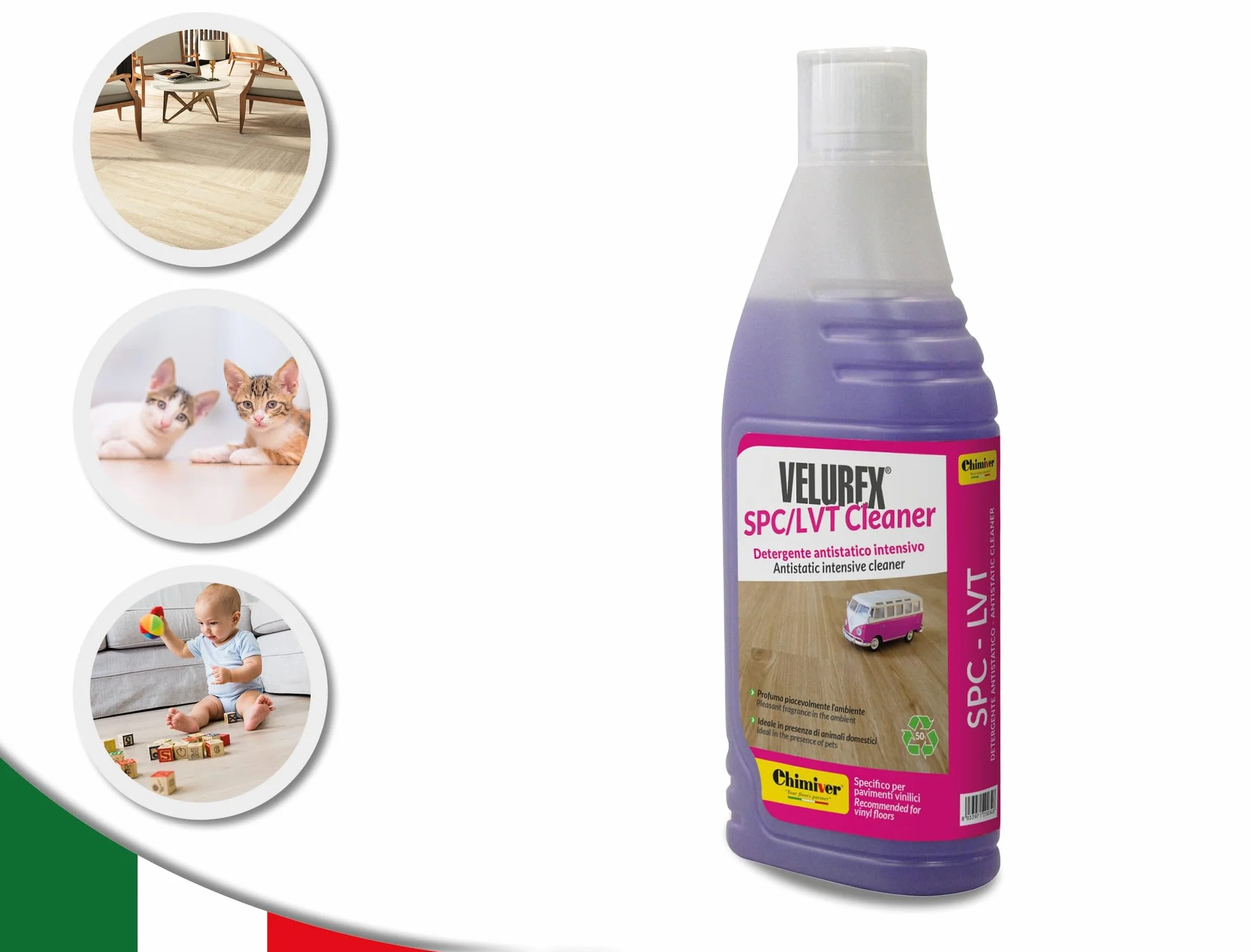 Chimiver VELUREX SPC/LVT Cleaner Kit 2 Pezzi - Detergente Antistatico per Pavimenti Vinilici