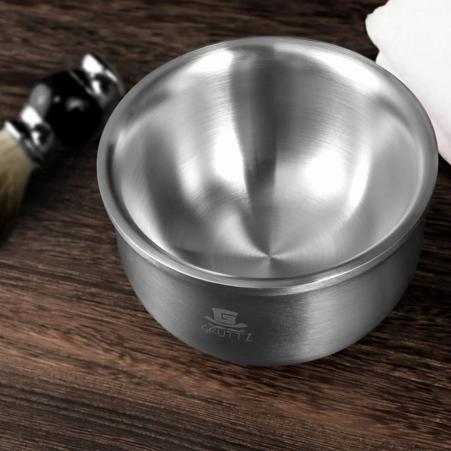 GRUTTI Premium Coppa per Rasatura 12.5cm - 3 Strati di Acciaio Inox - Facile Schiuma & Isolamento Termico