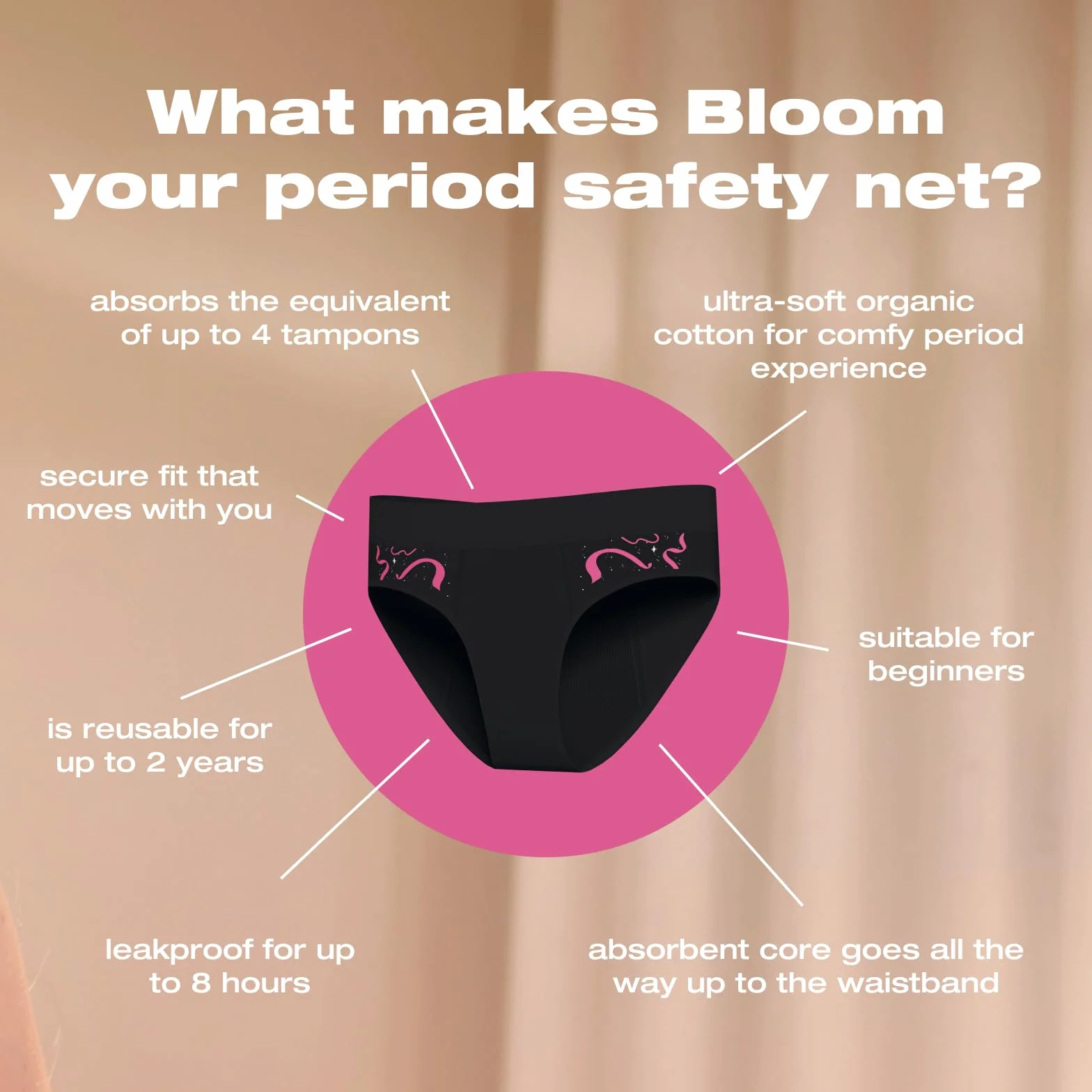 INTIMINA Bloom Majtki menstruacyjne bez przecieków damskie wysokie (1 sztuka)