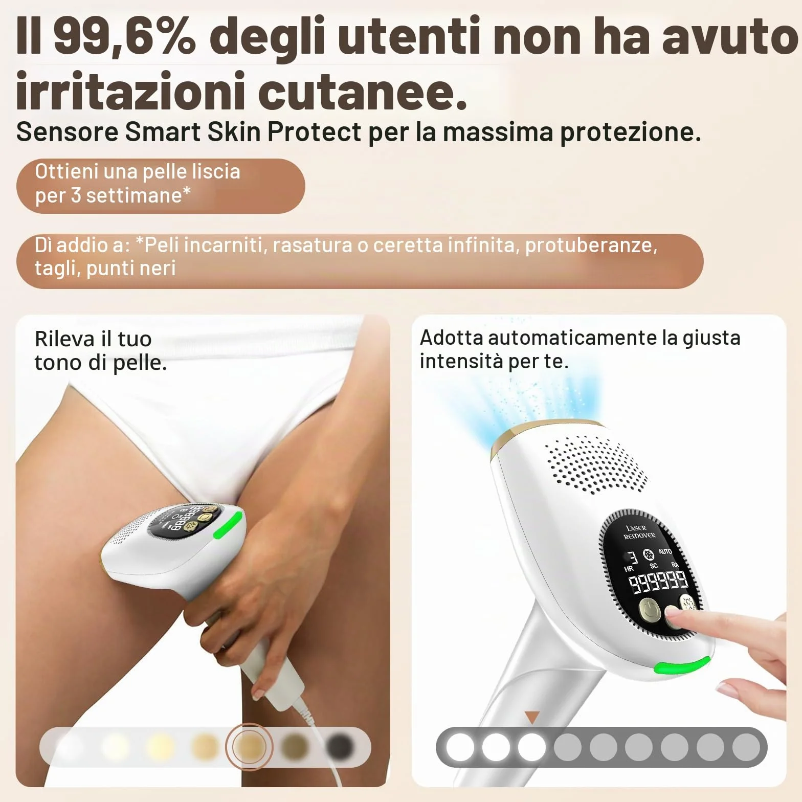 NIKYJM Epilatori a luce pulsata, depilazione laser IPL con funzione di raffreddamento, 9 velocità e 3 funzioni HR/SC/RA, dispositivo di depilazione per uomini, donne, corpi, ascelle