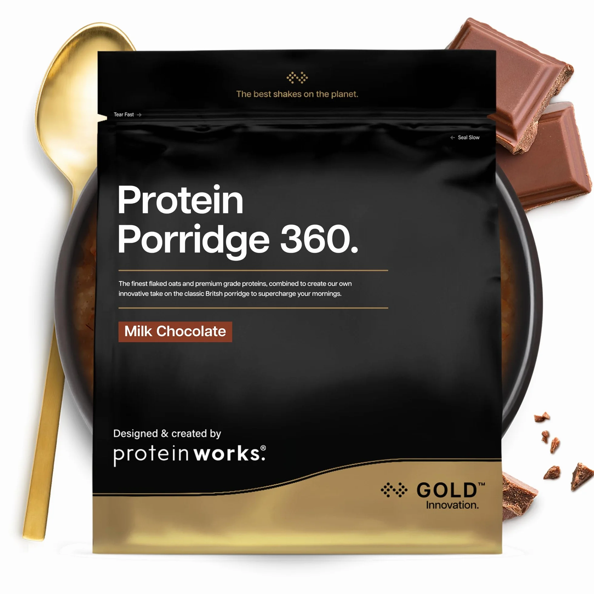 Protein Works | Protein Porridge 360 – GOLD Innovation, Colazione ad Alto Contenuto Proteico, Basso Zucchero, Vitamine & Minerali, Ricco Fibra, Cioccolato con Latte, 26 Porzioni, 2kg