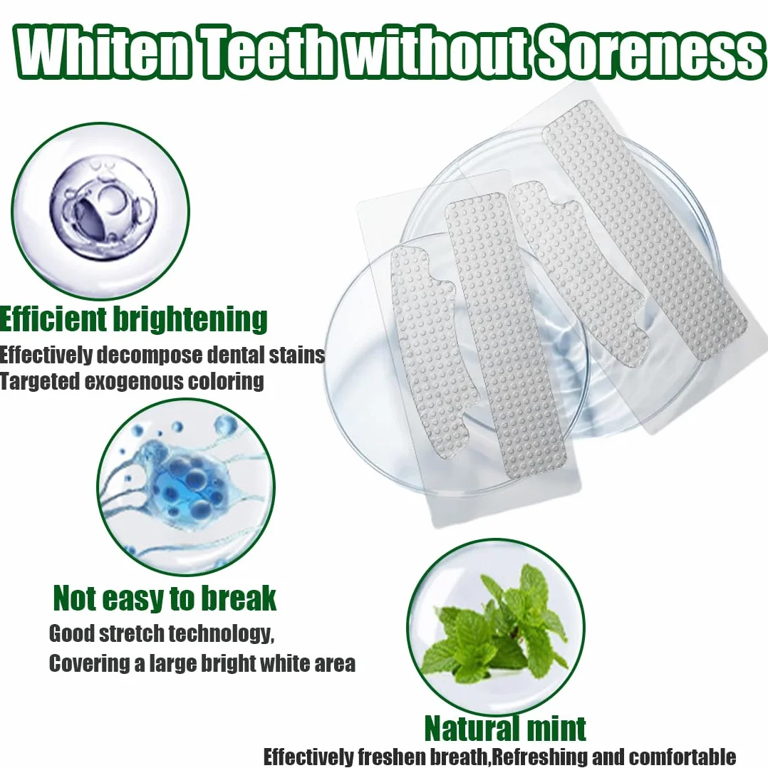 28 Strisce Sbiancanti Denti Professionale, Sbiancamento Denti Professionale, Strips Whitening per Sbiancamento, Delicate e Rapide, Rimuove le Macchie Profonde