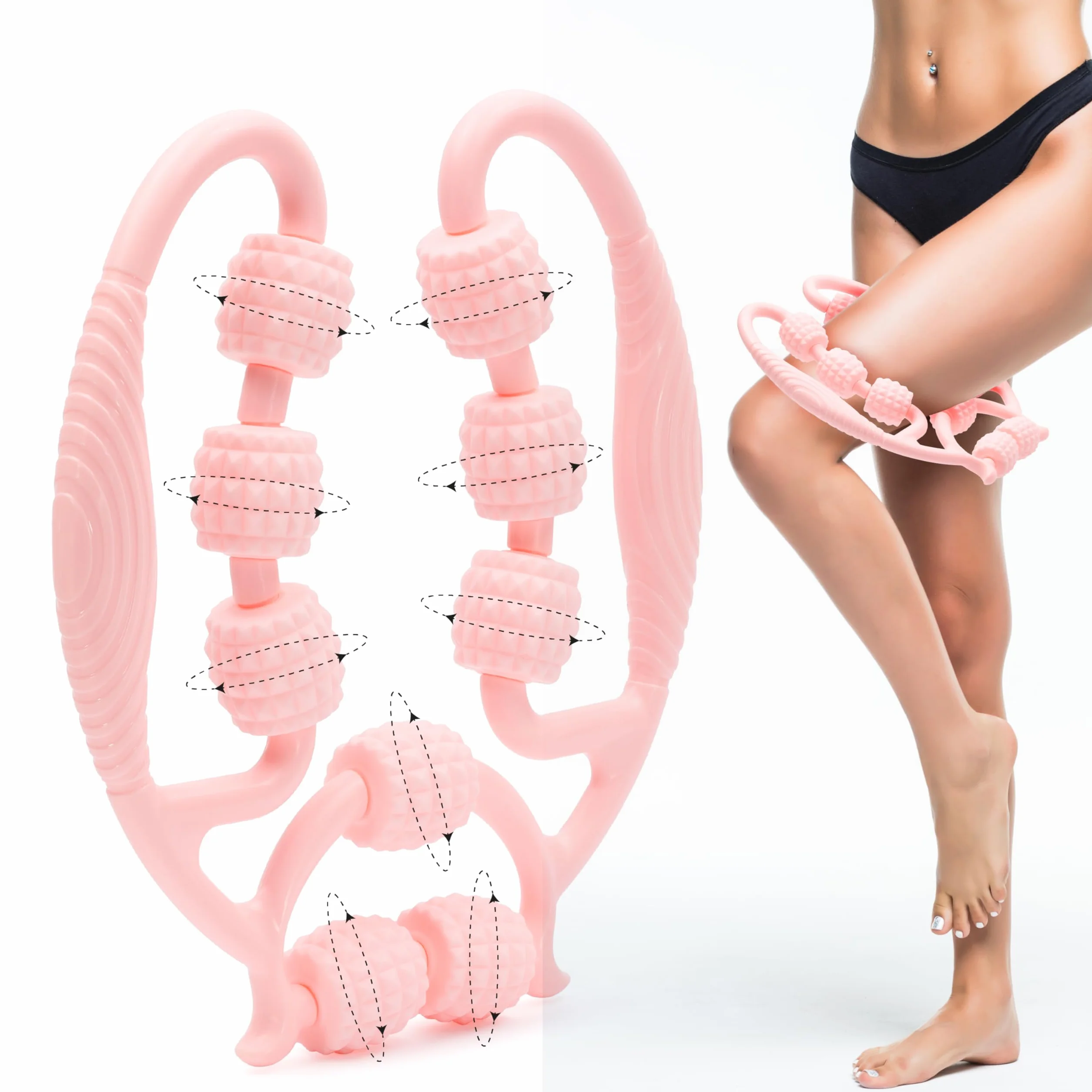 Rullo Anticellulite Manuale a 9 Ruote GINPA' – E-Book incluso - Massaggiatore Gambe, Cosce e Glutei – Massaggio Muscolare Profondo – Forma Ergonomica in ABS Resistente – Anti-Lividi, Facile da Usare