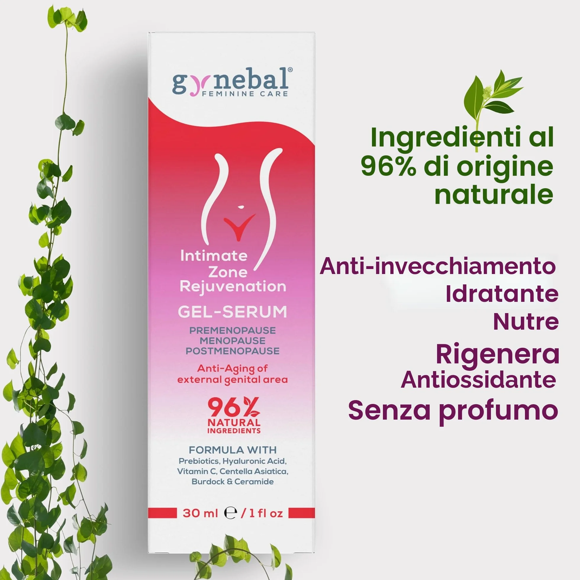 GYNEBAL Gel-Serum intimo 30 ml super idratante antietà secchezza intima femminile menopausa ialuronico vit C ceramidi