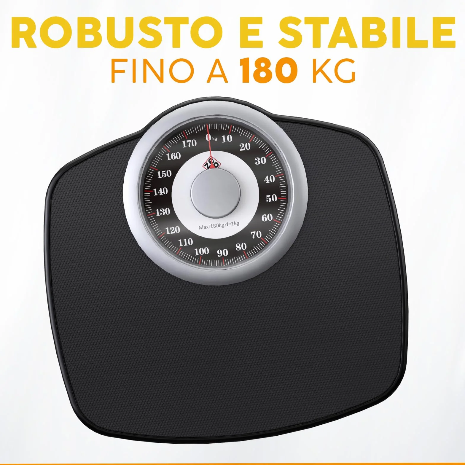 Zeno A25 Bilancia per Peso Corporeo - Fino a 180 KG - Quadrante Da 5,3” SU Piattaforma 31x30cm - Superficie in Gomma Antiscivolo - Bilancia Da Bagno Analogica Ad Precisione - 20 Anni DI Garanzia