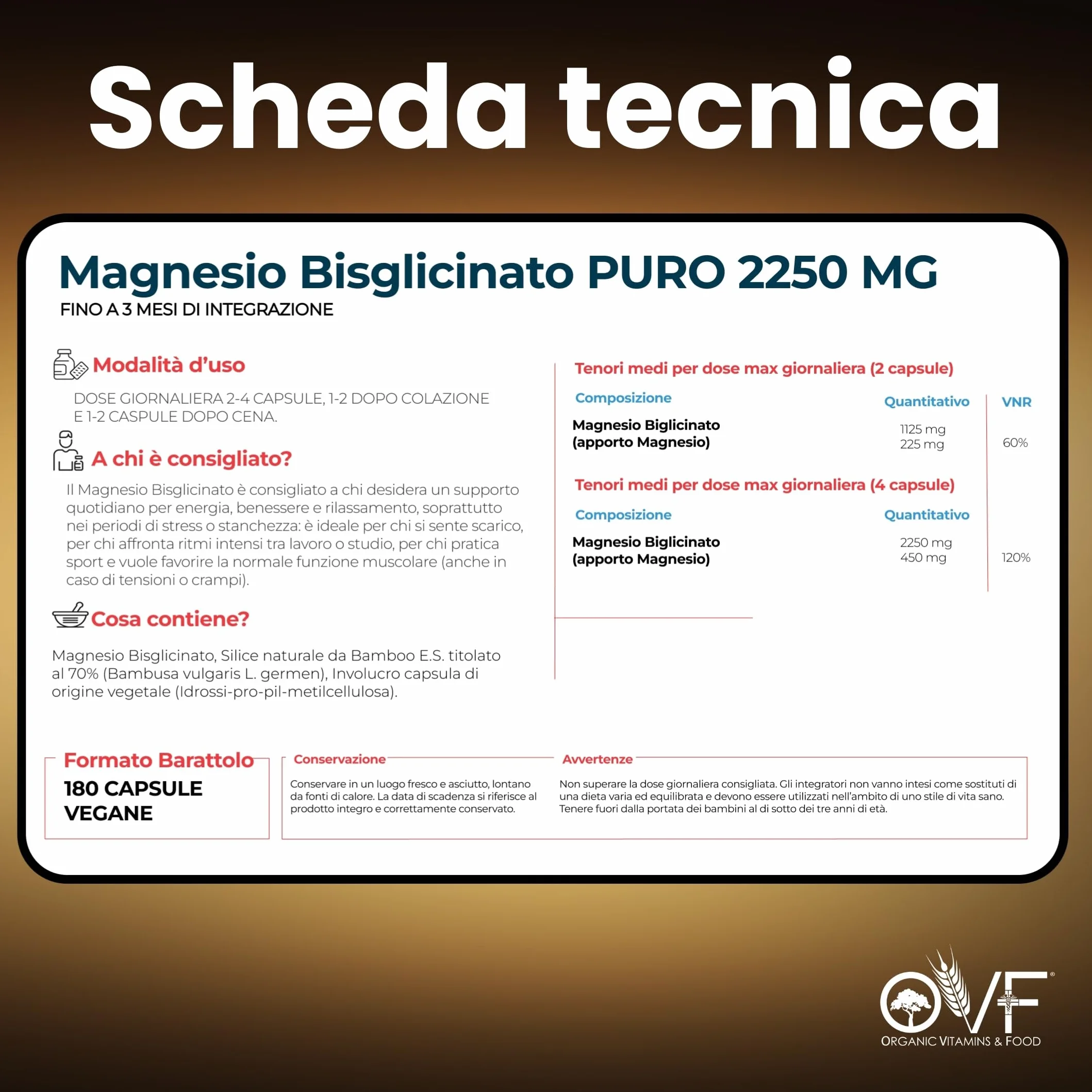MAGNESIO BISGLICINATO PURO 180 Capsule da 450 mg | 3 Mesi di Integrazione | Supporto per Muscoli e Sonno Integratori Stanchezza Puro Alta Biodisponibilità Vegano
