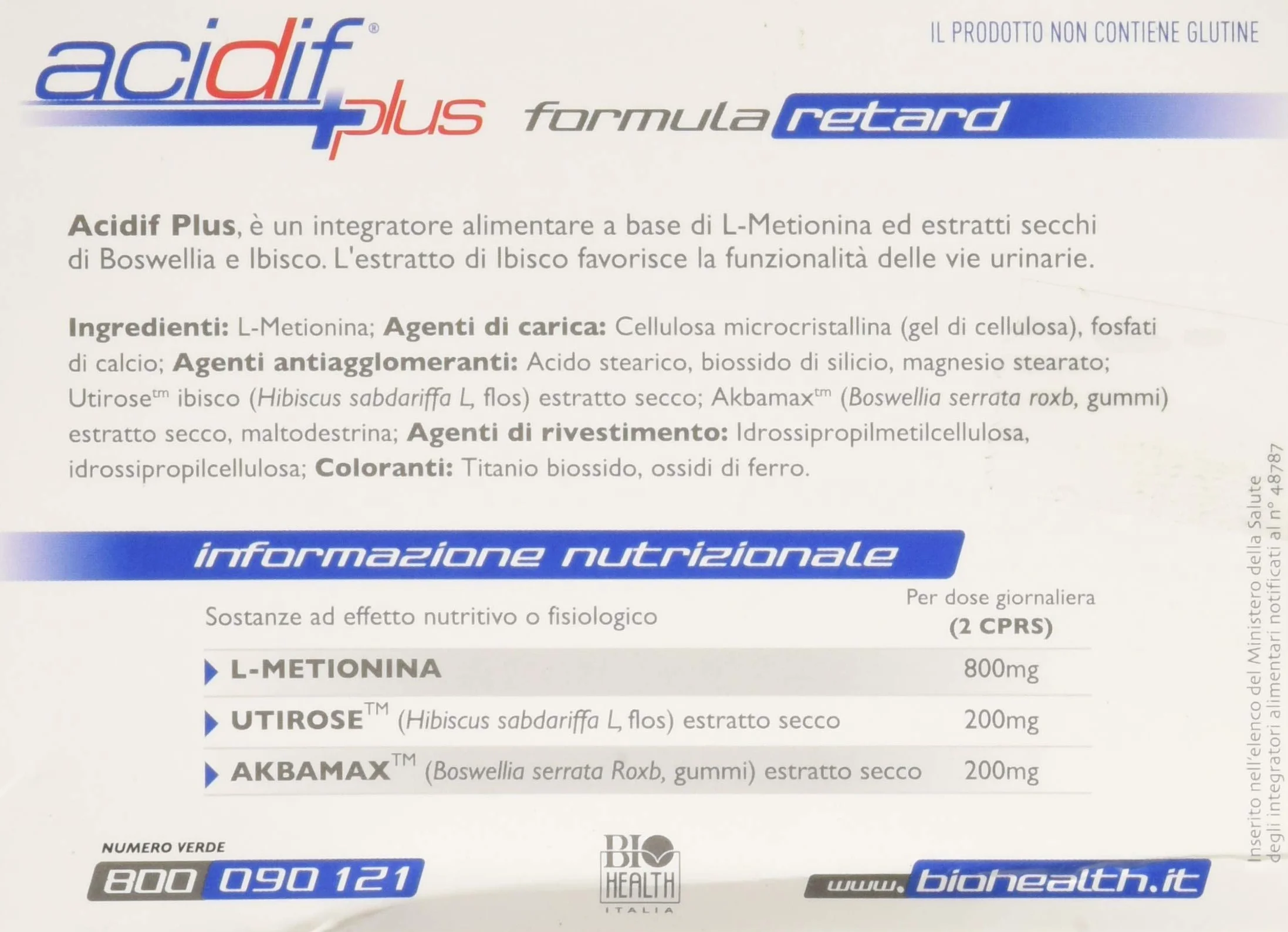Acidif Plus® - Integratore Alimentare a Base di L-Metionina, Estratto Secco di Boswellia Serrata e Estratto Secco di Ibisco Favorisce Funzionalità Urinaria, 14 Compresse Retard senza Glutine/Lattosio