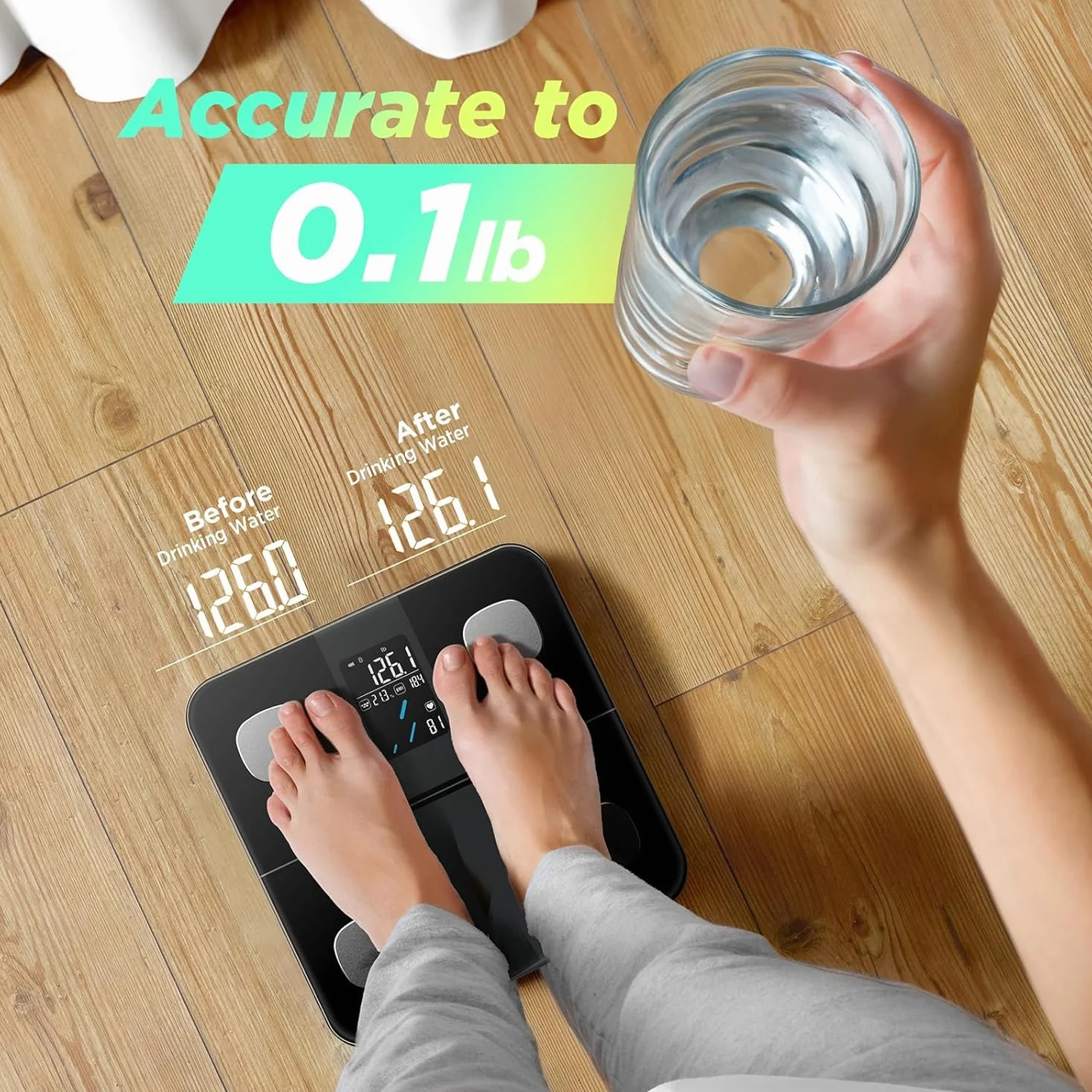 RunStar Bilancia Pesapersone Digitale Smart, Analizza 15 Dati Composizione Corporea, 400lb