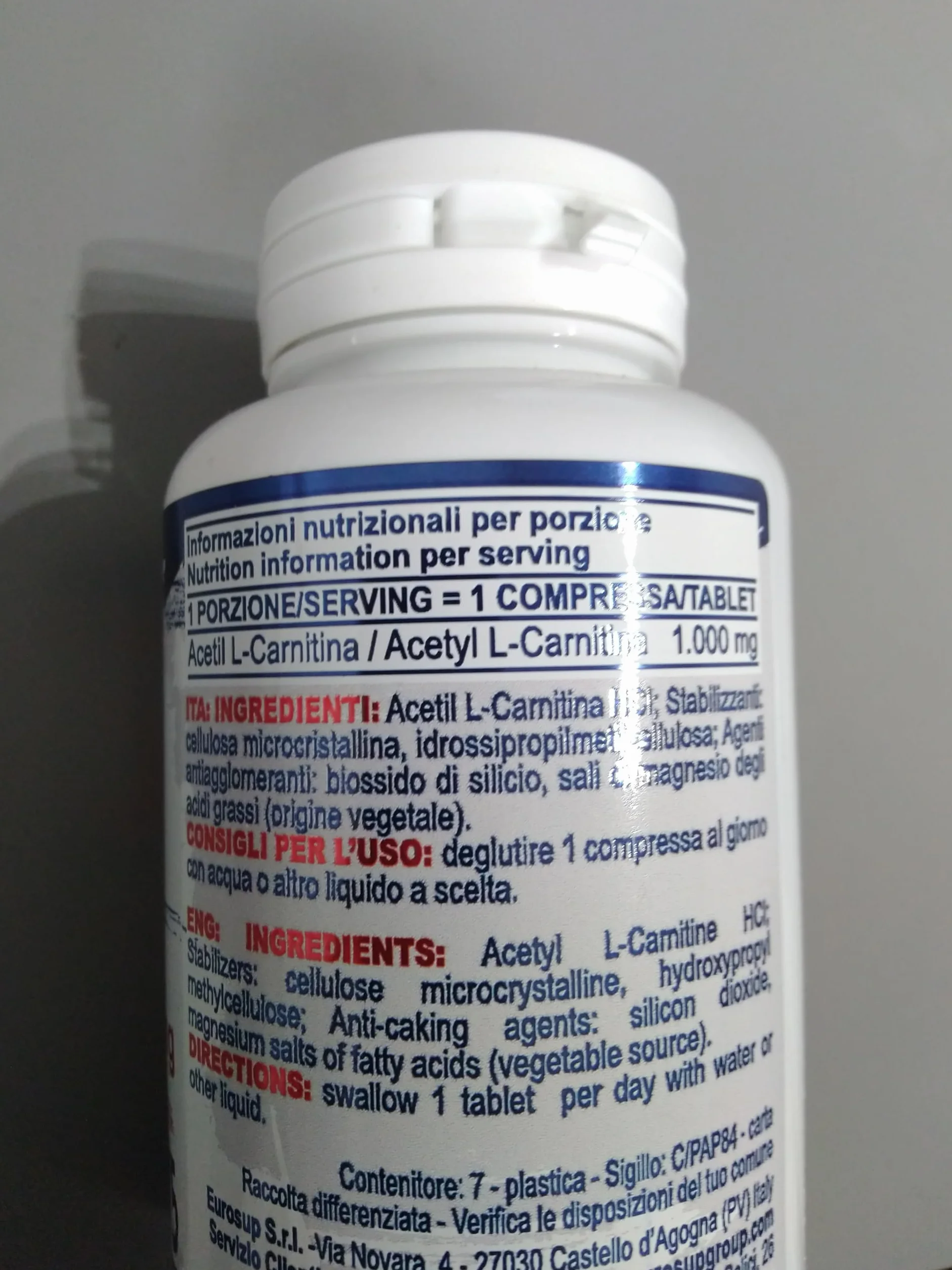 Prolabs Acetil Carnitina 1000 mg, 75 compresse - acetyl carnitina