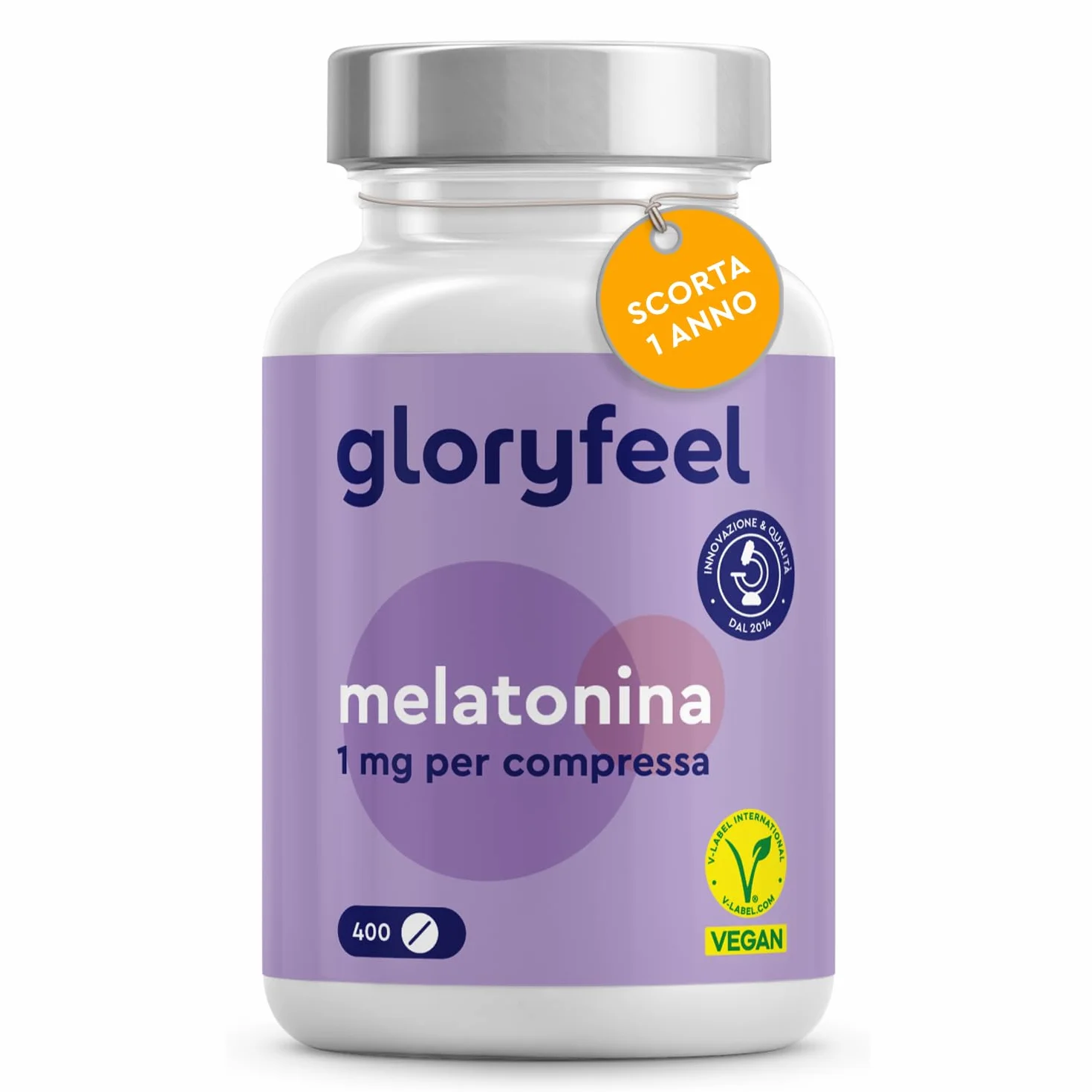 Melatonina 400 Compresse 1 mg per Dormire, Rilassamento, Vegan