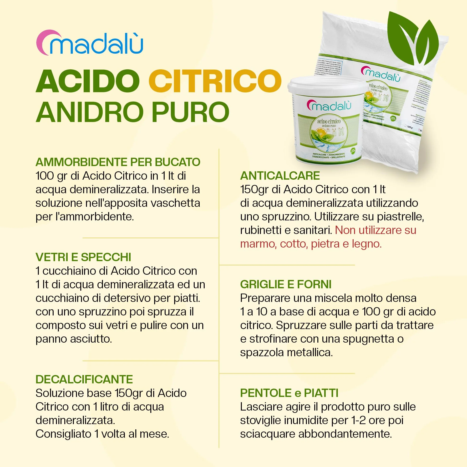 Acido Citrico 3 kg Ammorbidente Anticalcare Brillantante Puro