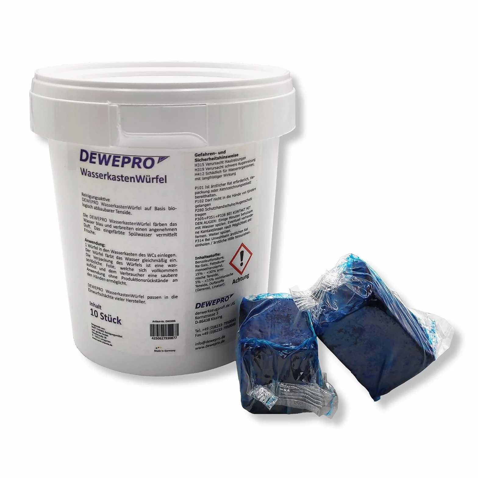 DEWEPRO - Set di 2 barattoli di pastiglie detergenti da 10 cubetti per WC da inserire nella cassetta dell’acqua di scarico per la freschezza del bagno