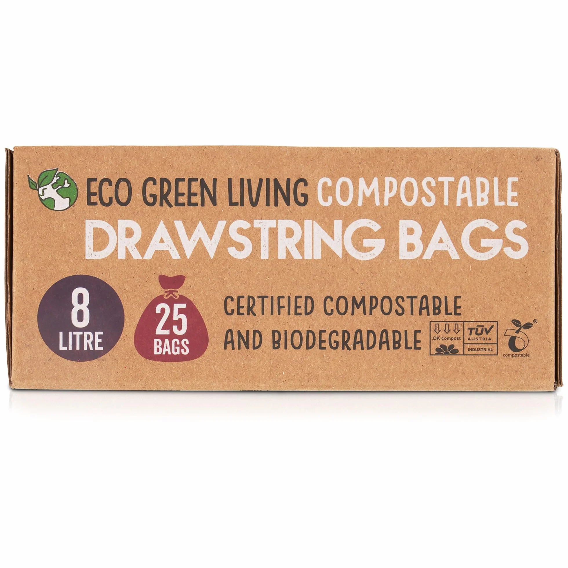 Eco Green Living Sacchi per la spazzatura compostabili 8 litri 40x45 cm 25 sacchetti