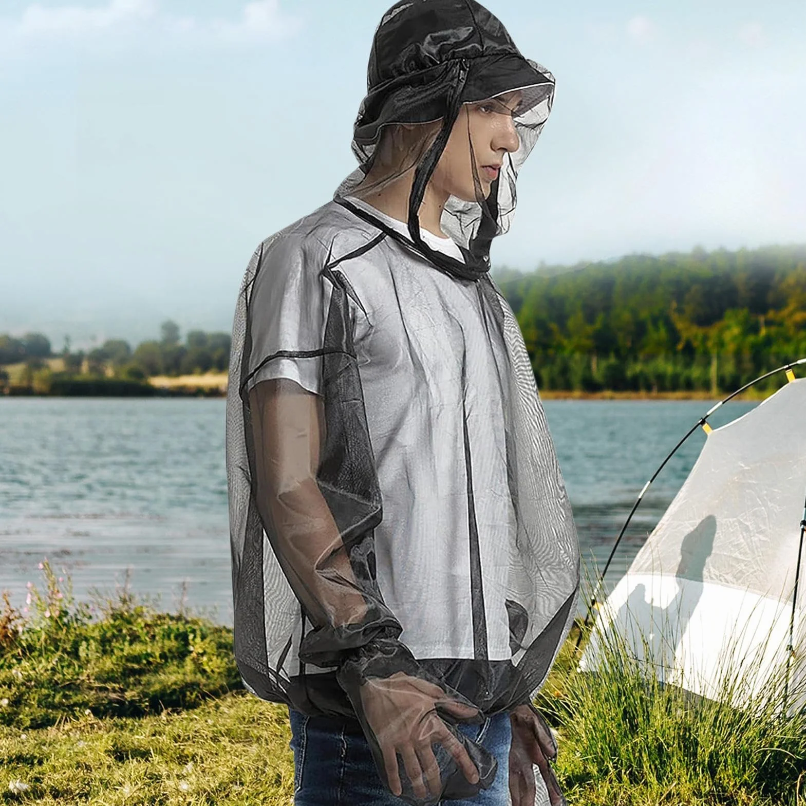 Tuta Anti Zanzare Traspirante Abbigliamento Antimosche per Uomini Donne Campeggio Pesca