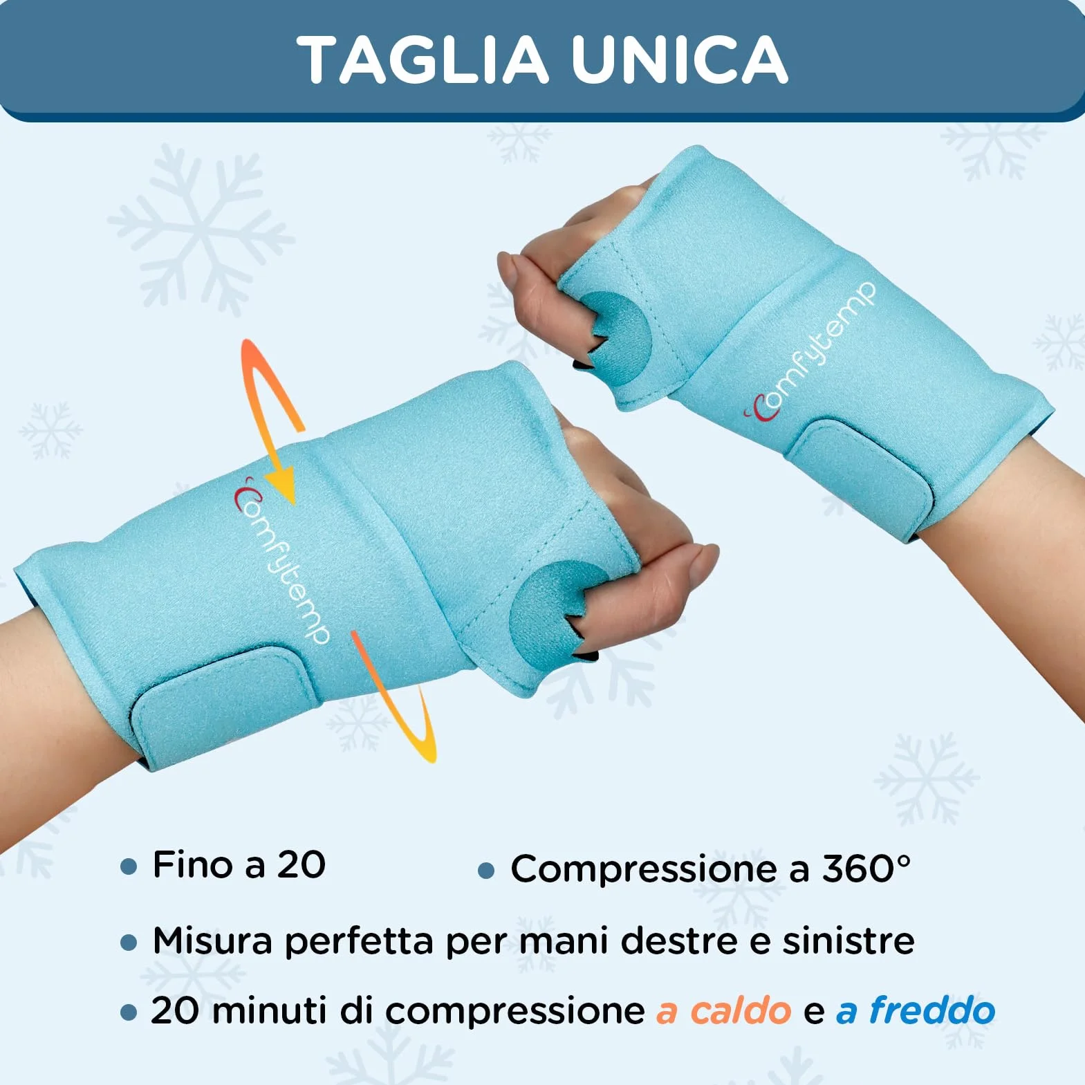Comfytemp 2 Unità Borsa di Ghiaccio da Polso, Tasche di Ghiaccio Riutilizzabile in Gel per le Mani, Impacchi di Ghiaccio in Gel per Lesioni alla Mano, Gonfiore, Artrite, Alleviare il Dolore