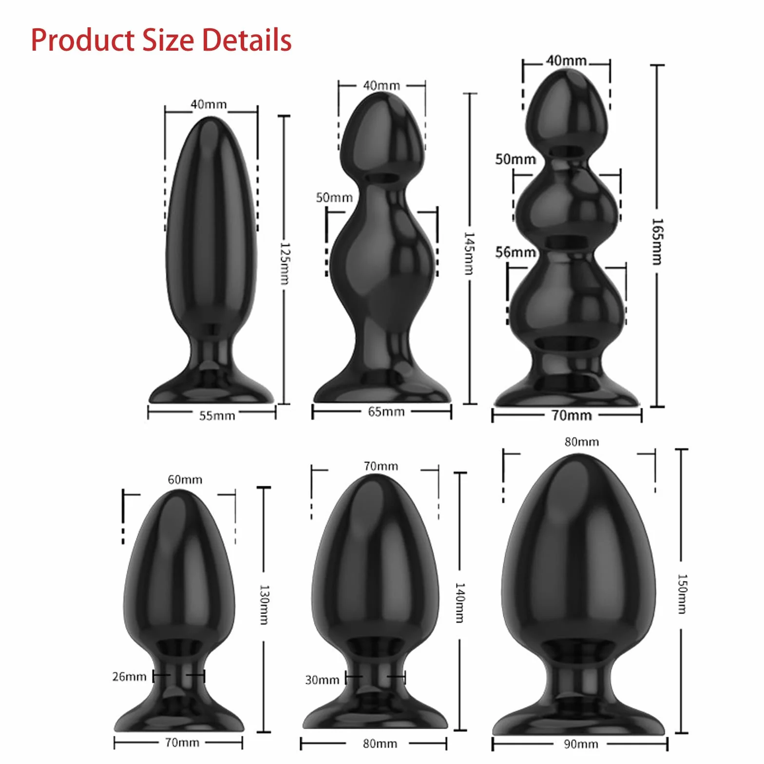Pull Bead Plug anale sono in 6 dimensioni TPE Plug anale di grandi dimensioni con ventose per le donne uomini pesanti buttplug Masturbatore giocattolo del sesso per la formazione anale (L)