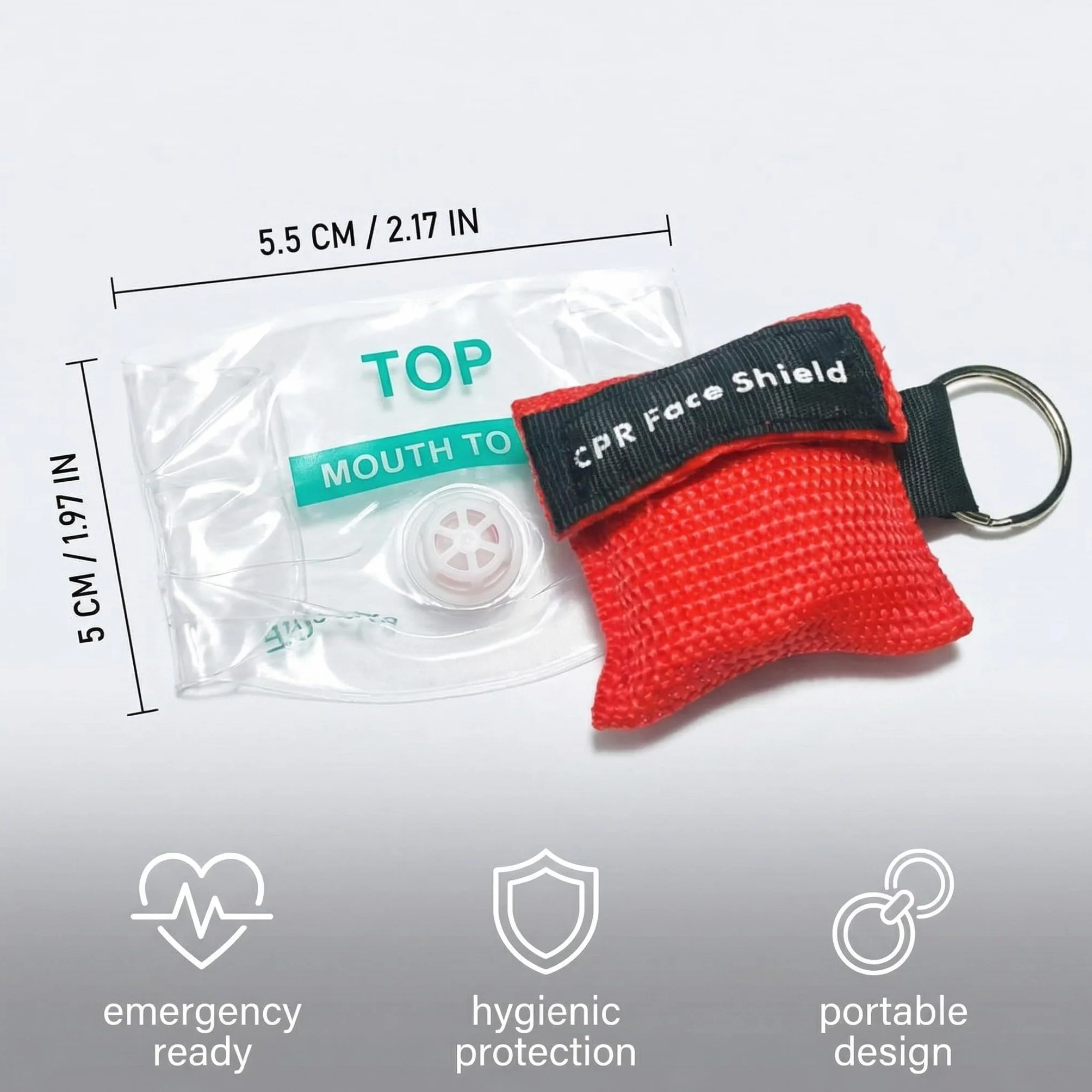 Pocket Mask 6 Mascherine CPR E Protezione Viso Emergenza Valvola Unidirezionale 5x5,5cm Rosso Blu Nero