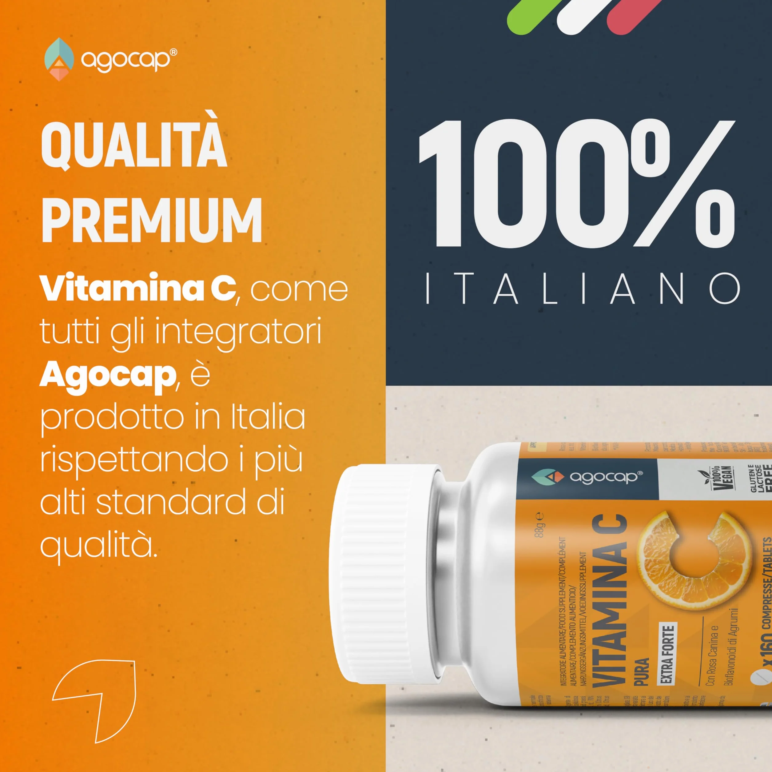 Vitamina C 1000mg Alto Assorbimento con Rosa Canina e Bioflavonoidi 160 cpr Vegana