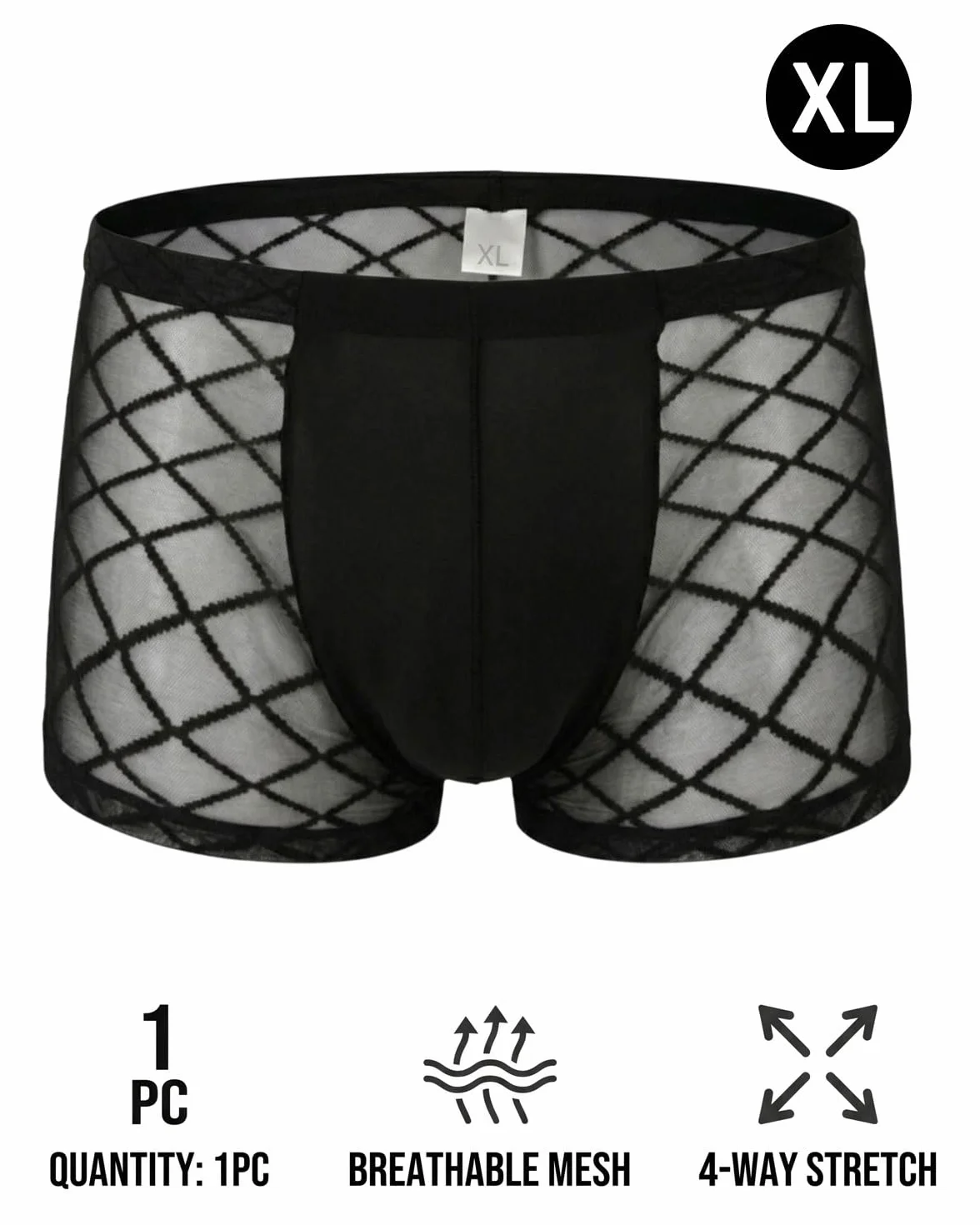 Boxer Intimo Uomo Rete Mutande Trasparenti Cintura Elastica Biancheria Intima Traspiranti Morbidi Perizoma Seducente Corte Hipster