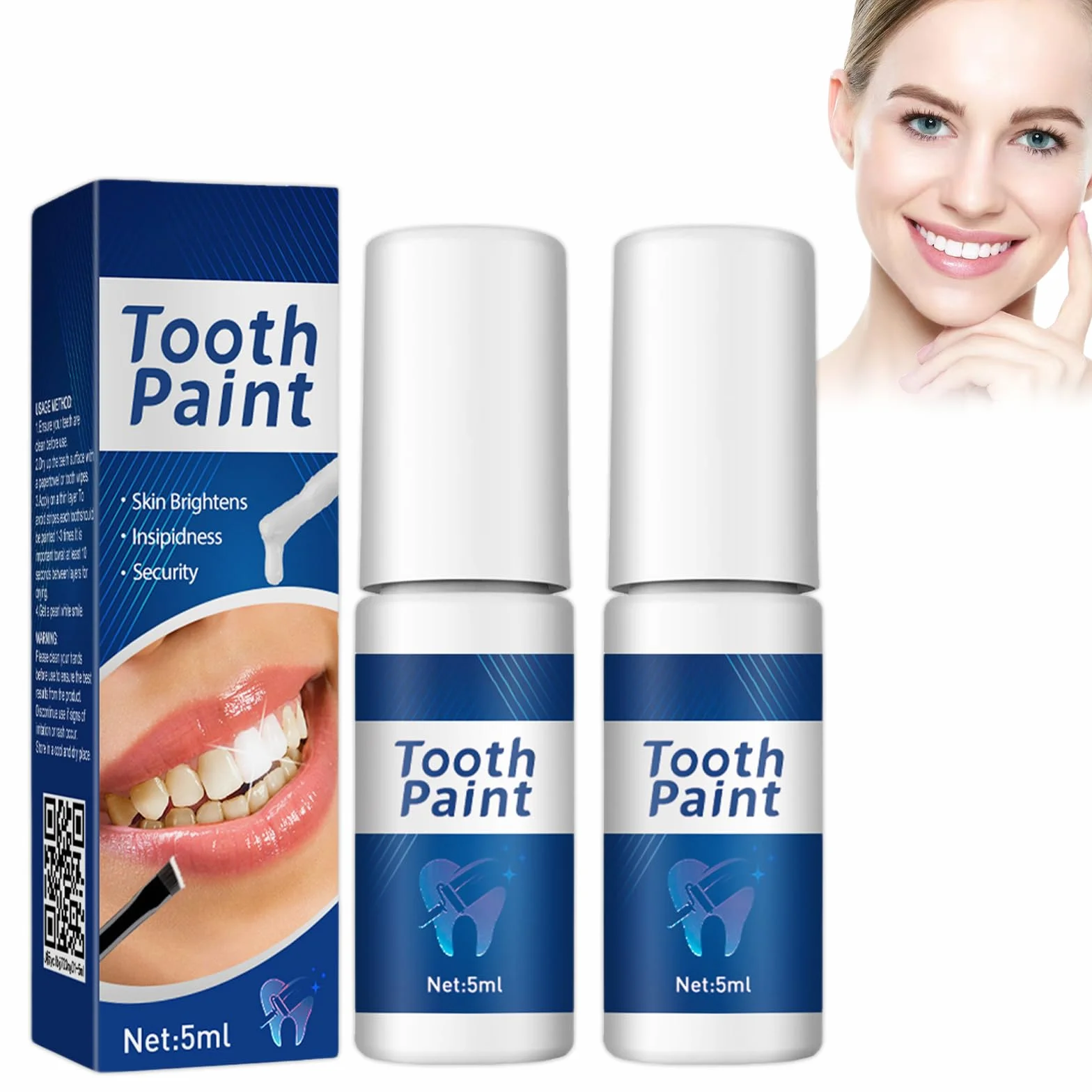 Gel Sbiancante per Denti 2 Pezzi, Vernice Sbiancante Istantaneo per Denti Sensibili, Rimuove Macchie Dentali