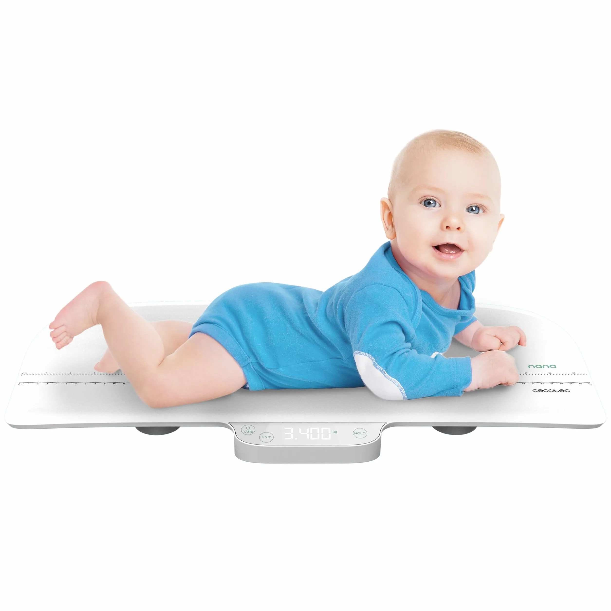 Cecotec Bilancia Digitale per Bambini Baby Nana Babycare Smartweight, Display LED, 60x25 cm, 50 g - 40 kg, Multifunzione, Spegnimento Automatico