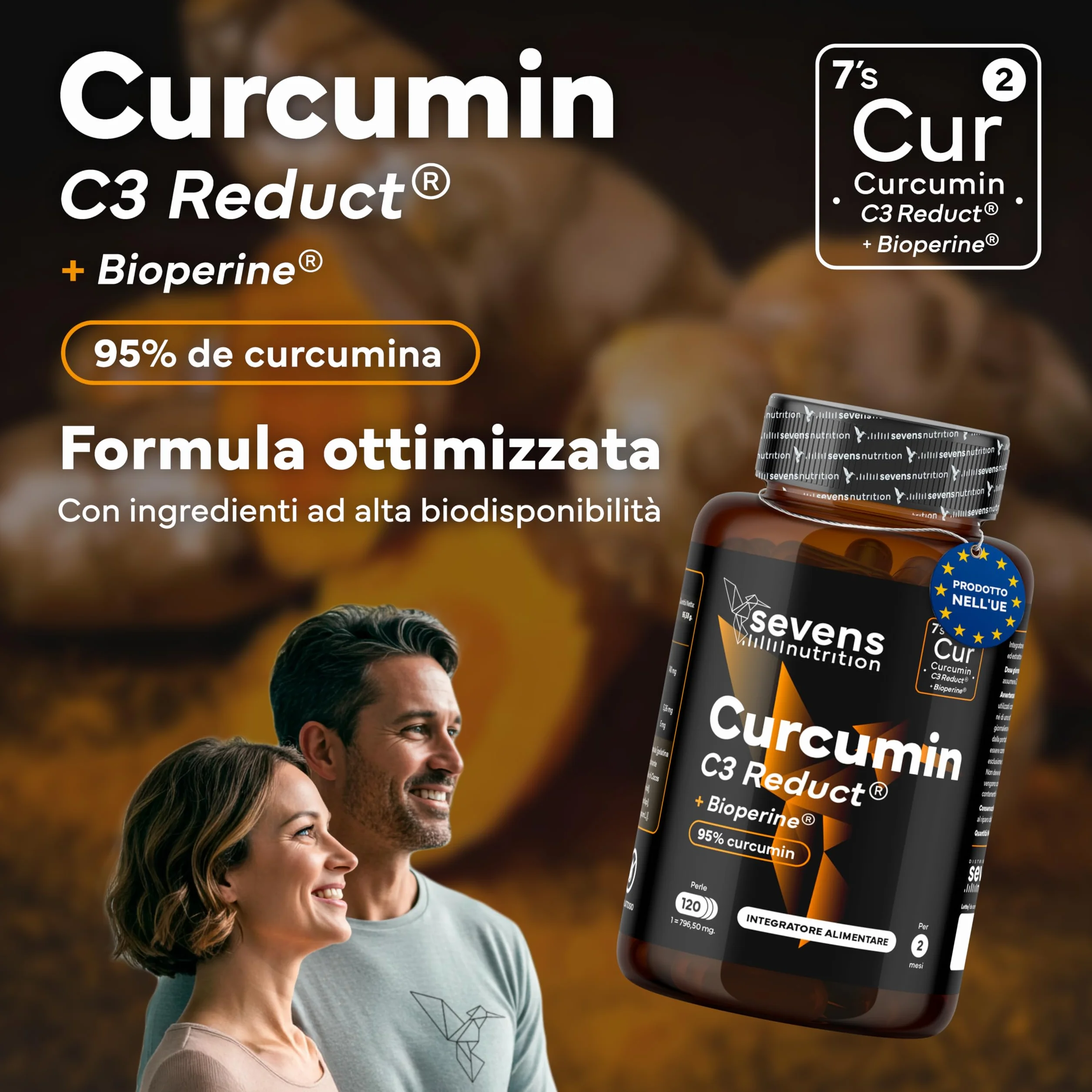 Curcumina 95% Curcuminoidi con Piperina e BioPerine® - Capsule Alta Biodisponibilità - Integratore Articolazioni e Digestione