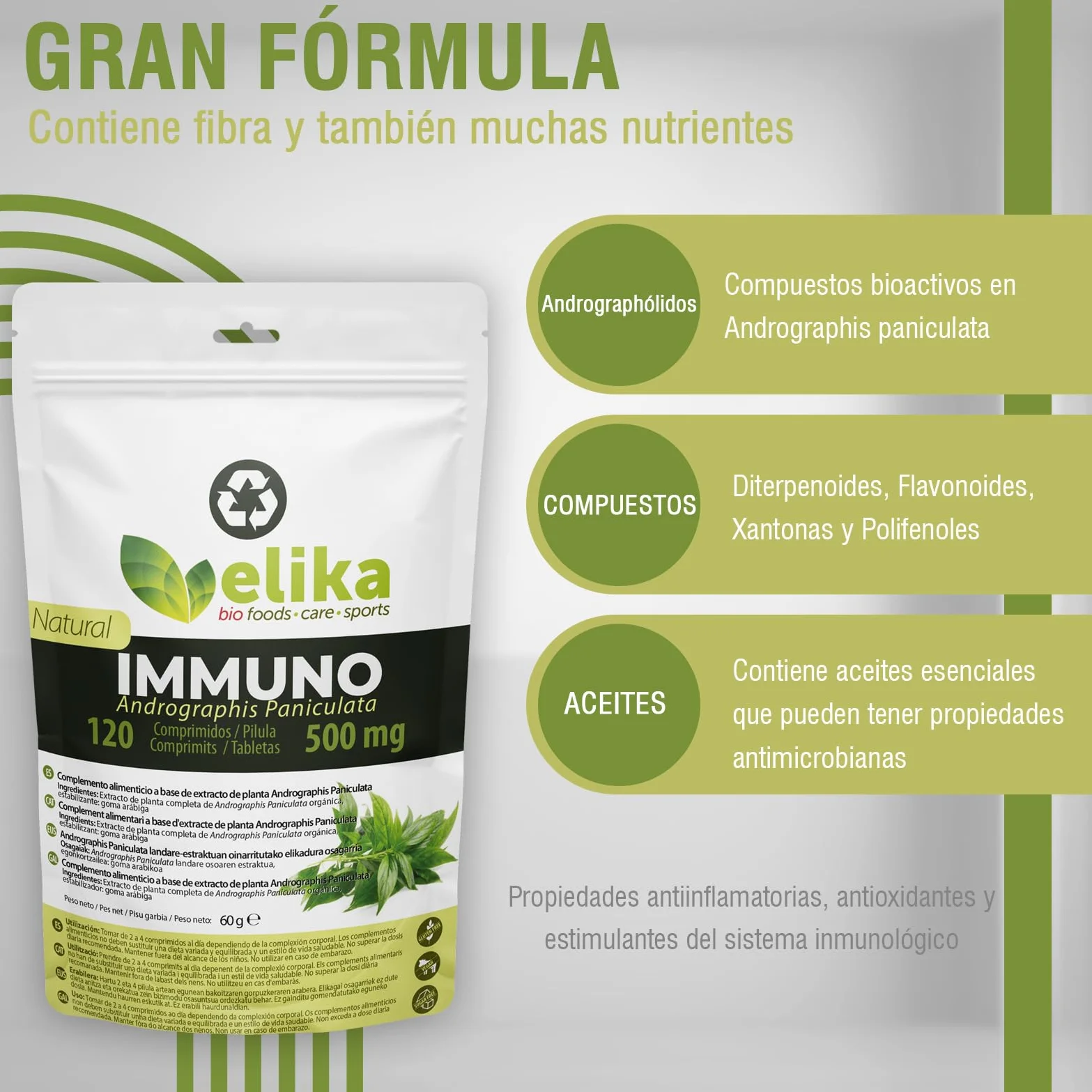 Estratto di Andrographis Paniculata 120 capsule 500mg integratore alimentare vegano senza glutine