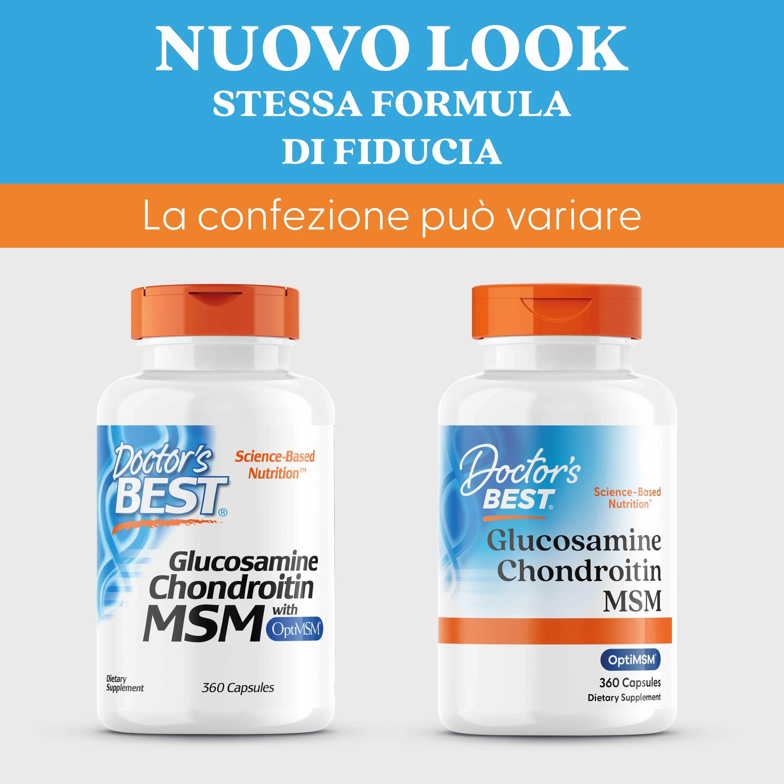 Doctor's Best, Glucosamina-Condroitina MSM, con OptiMSM, 360 Capsule, Testato in Laboratorio, Senza Soia, Senza Glutine, Non OGM