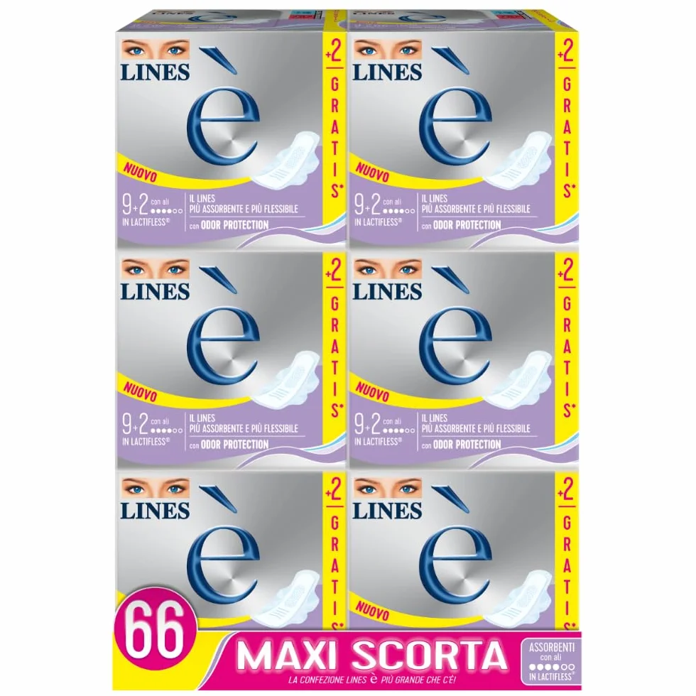 Lines È Giorno con ali assorbenti ciclo mestruale 66 pezzi Lactifless Odor Protection