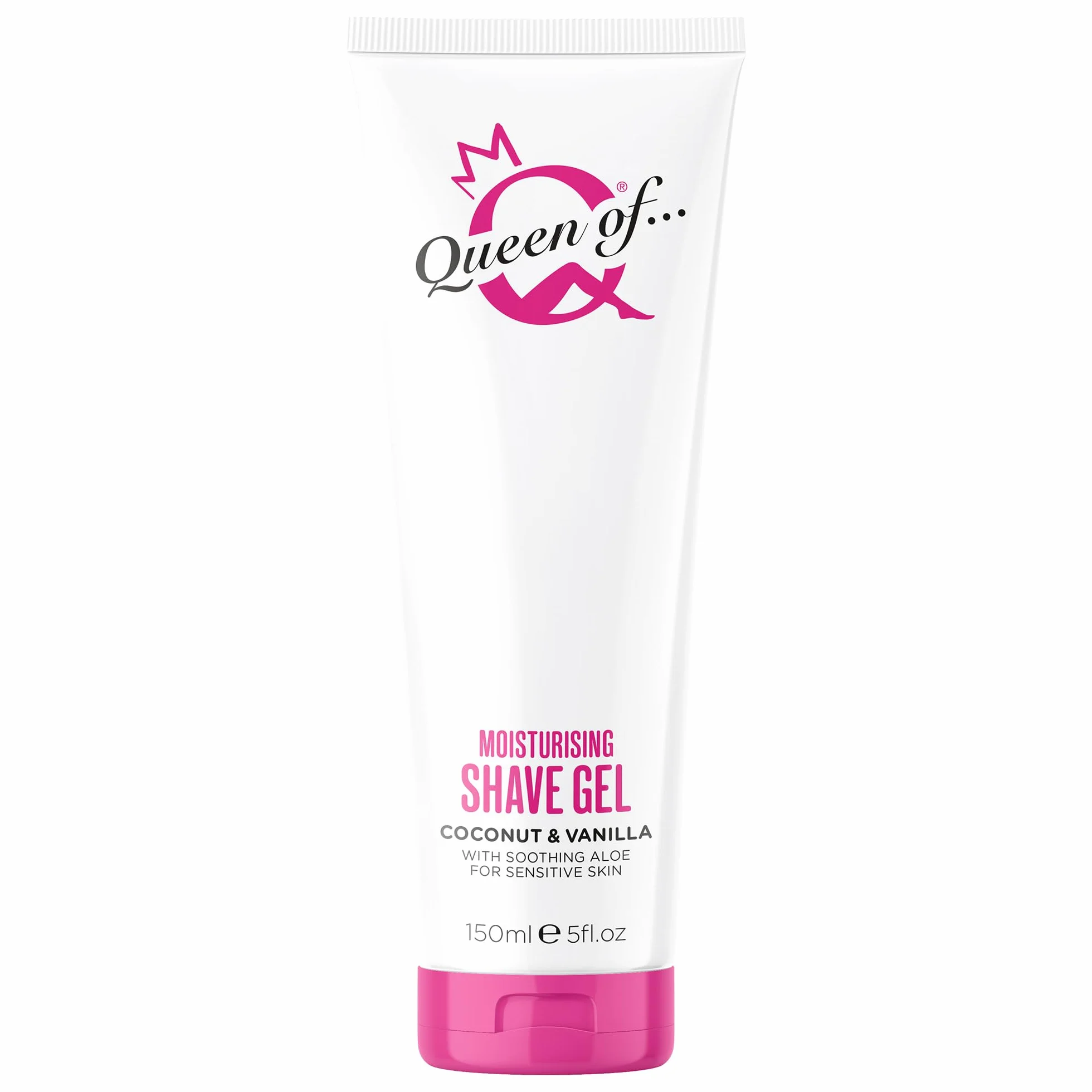 Queen of Ooh la la! Gel da barba idratante per donne, pelle sensibile, bassa schiuma, per gambe, ascelle e bikini, cocco e vaniglia, vegano, 93,4% ingredienti naturali, 150ml