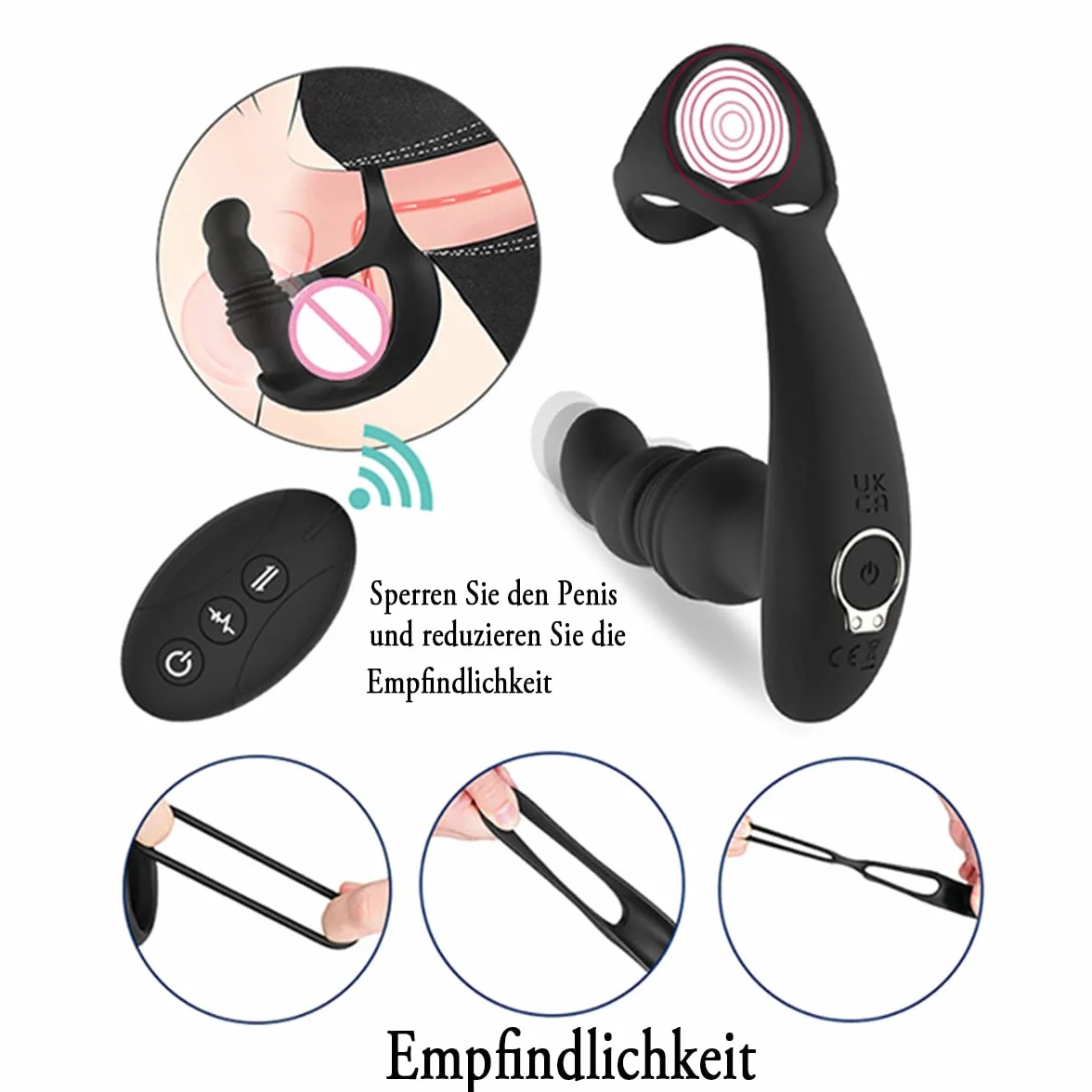 3 IN 1 Vibratore Anale con Anello per Pene, Giocattoli Sessuali Anali Maschili con 10 Modalità di Spinta e Vibrazione, Giocattoli SessualiVibratore