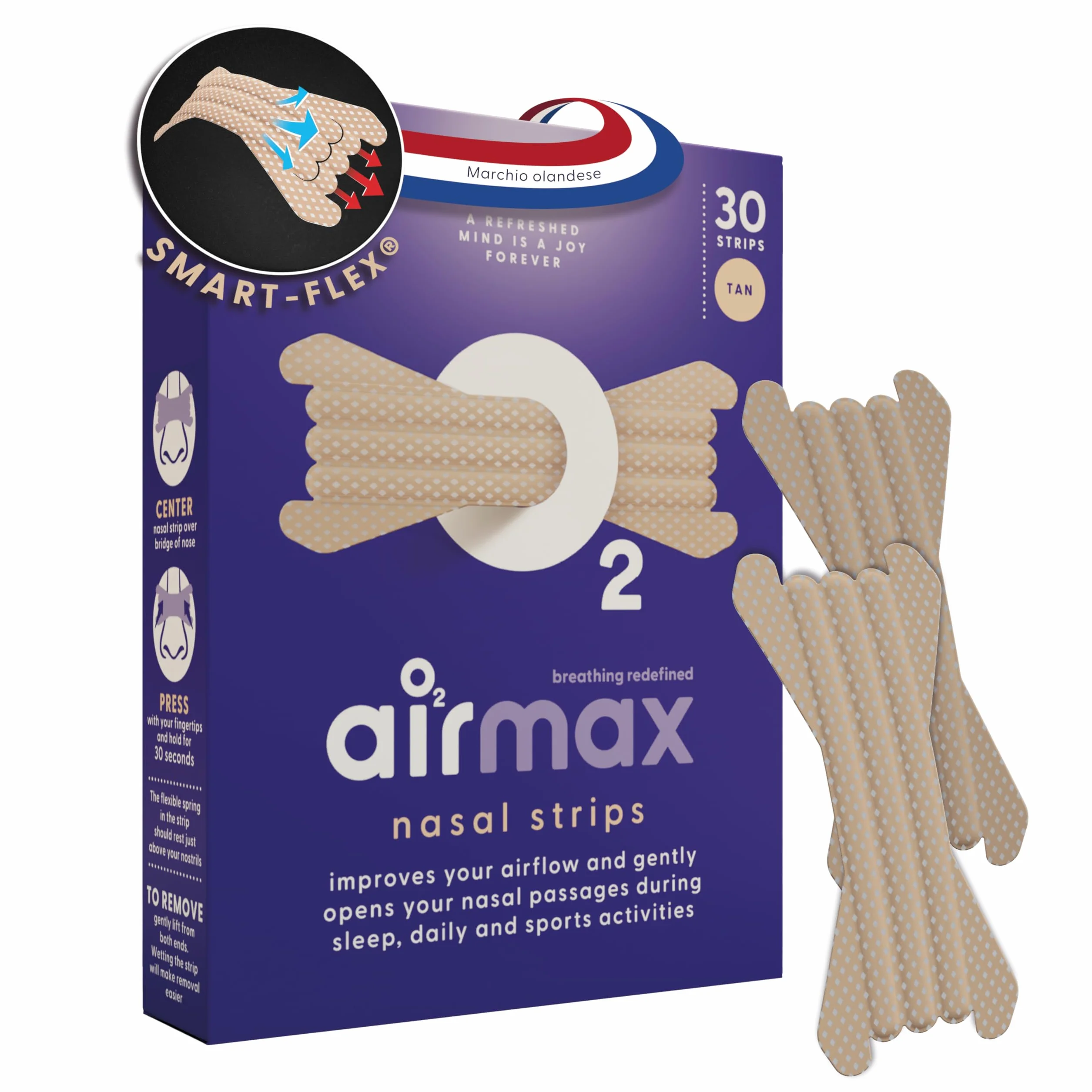 Cerotti nasali Air Max extra resistenti 30 pezzi anti russamento aumenta flusso d'aria
