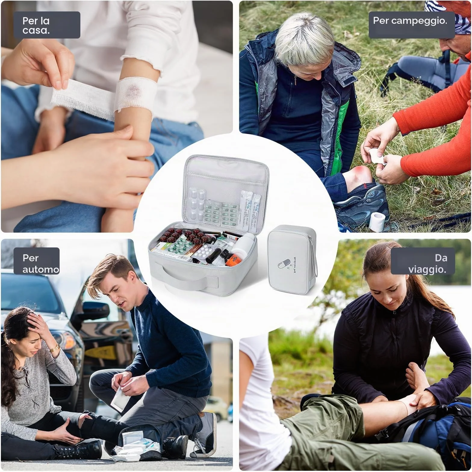 AiQInu Borsa Pronto Soccorso Viaggio 2 Pezzi Impermeabile Kit Medico Vuota Alta Capacità Portatile