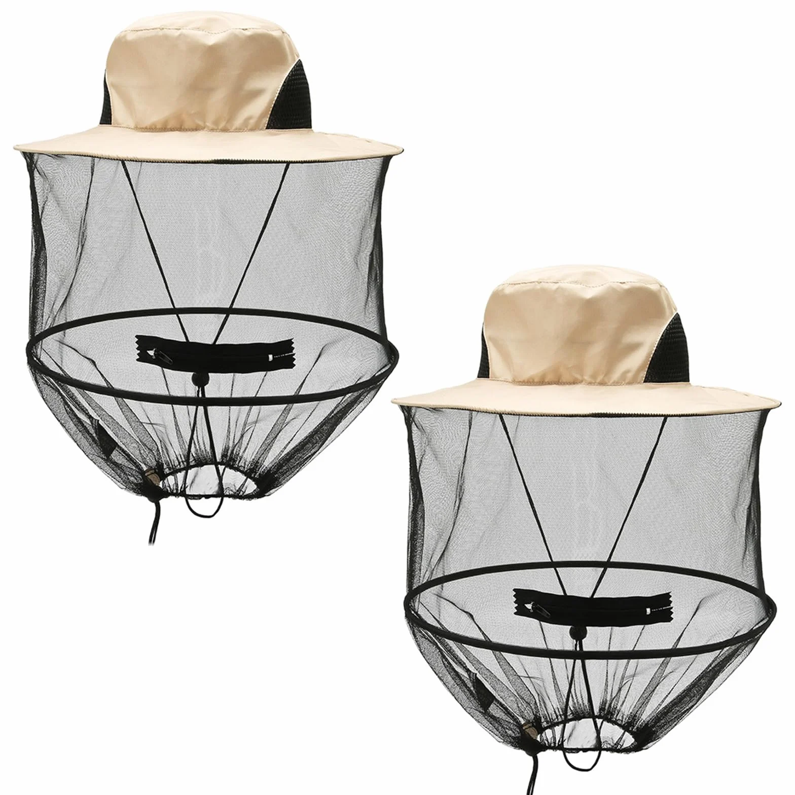 Cappello Anti Moscerini Pieghevole Zanzariera Asciugatura Rapida con Retina Insetti per Escursioni Campeggio Apicoltura Pesca (Beige)