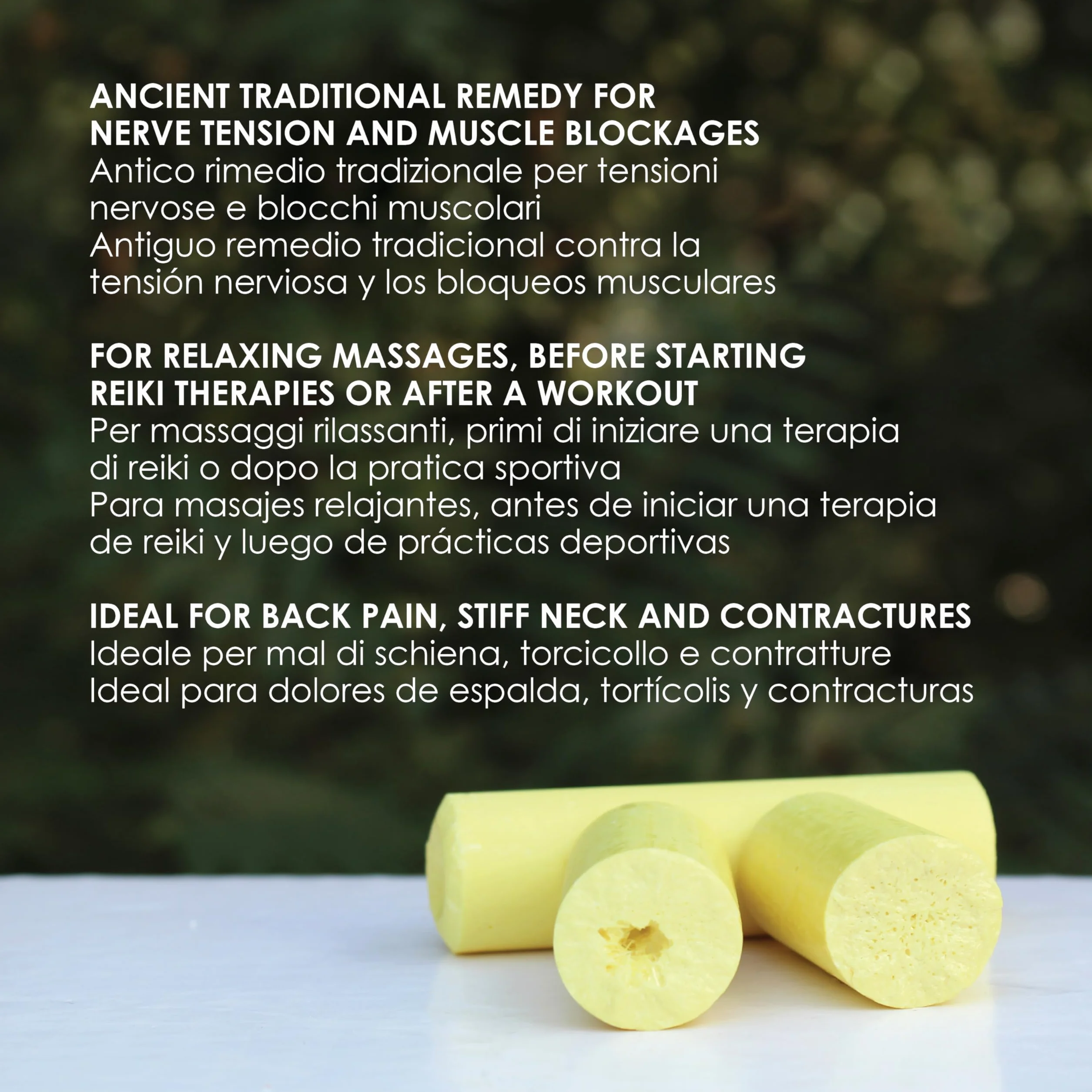 LYNPHA VITALE Cannelli Zolfo Puro per Massaggio Cervicale e Muscolare – 3 Barrette Naturali per Tensione, Contratture e Fastidi Muscolari, Rimedio Antico