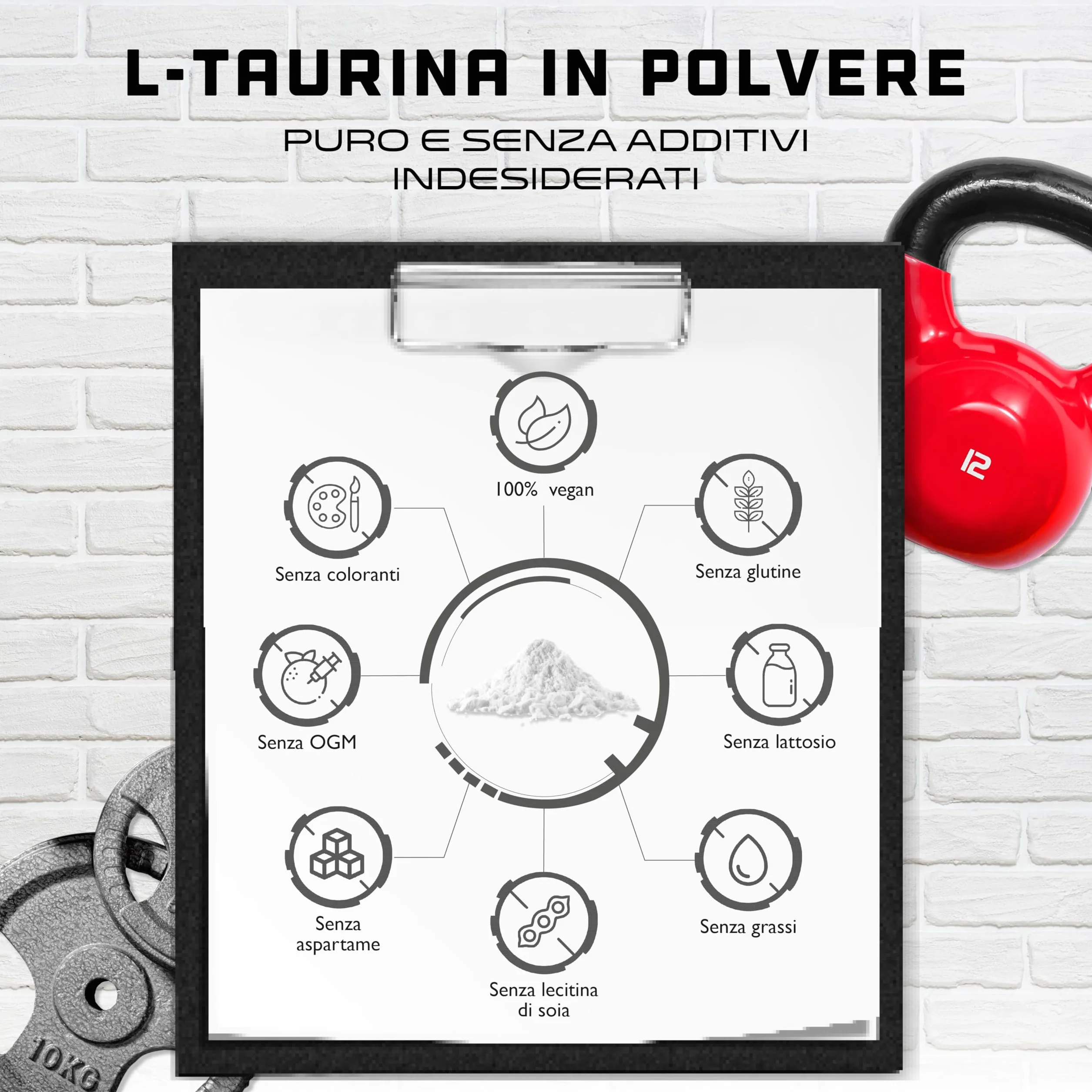 Taurina in Polvere 500 g Pura Senza Additivi Vegan Aminoacido L-Taurina German Elite Nutrition