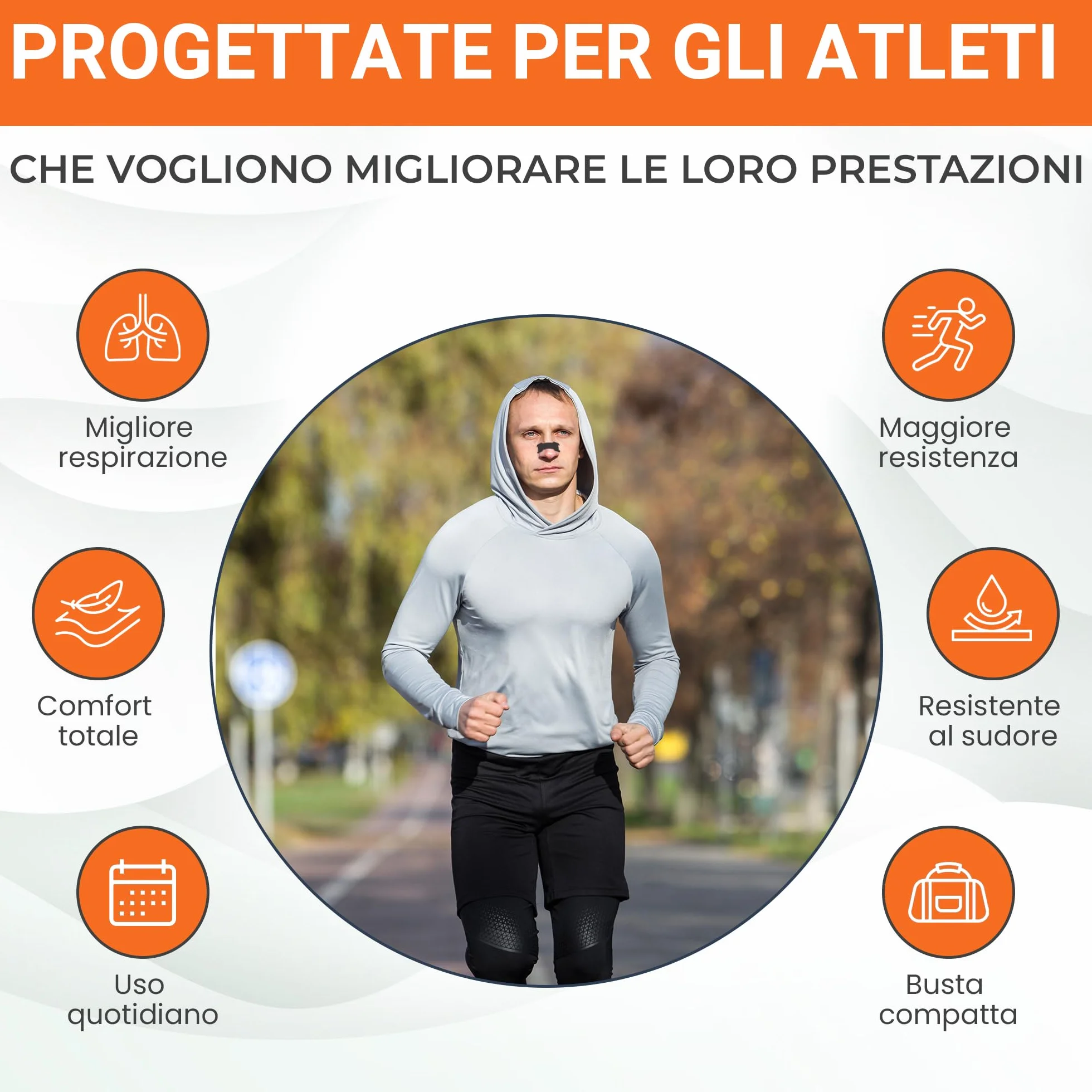 Cerotti Nasali per Sport Extra Forte 30 Pezzi - Nasal Strips per Corsa, Ciclismo, Fitness (60 x 22 mm)