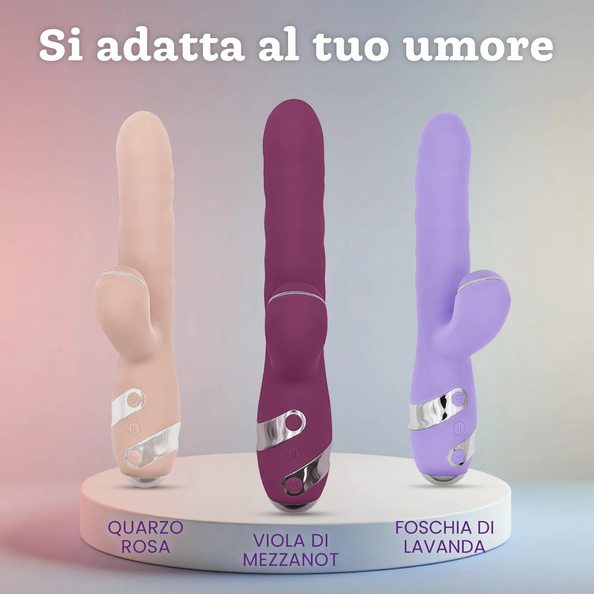 Oliver James Vibratore Rabbit 3-in-1 – Dildo a Spinta Discreto con 10 Vibrazioni, 10 Tap Tapping e 3 Modalità di Spinta | Stimolatore G-Spot e Clitorideo Impermeabile per Donne e Coppie