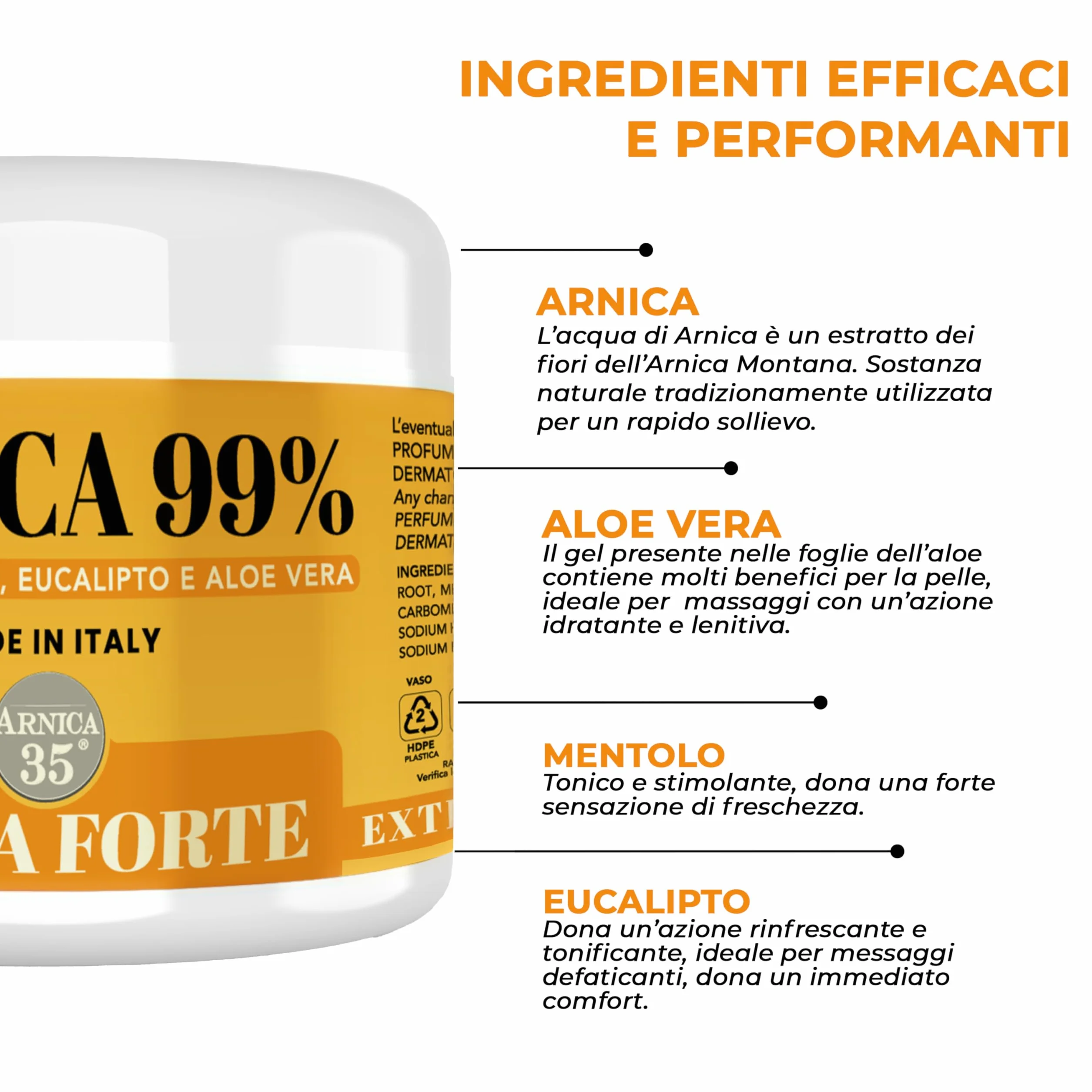 Arnica Gel Extra Forte 99% Effetto Freddo 500 ml per Massaggio Cervicale Muscolare Articolare con Mentolo Eucalipto Aloe Vera Made in Italy