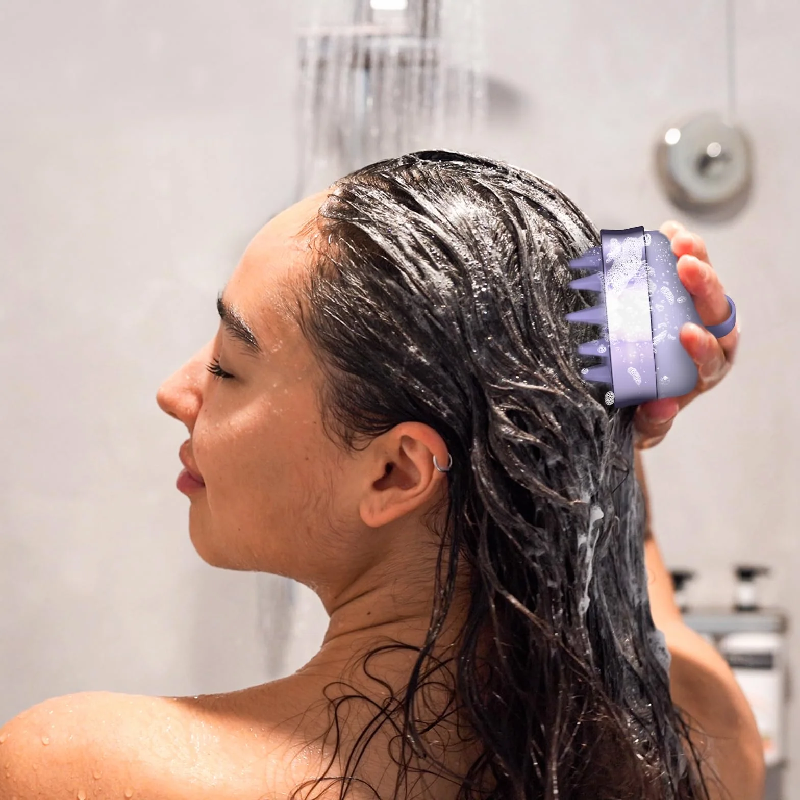 SHINLEA Spazzola massaggiante per cuoio capelluto in silicone double face per shampoo, pulizia profonda e massaggio capelli