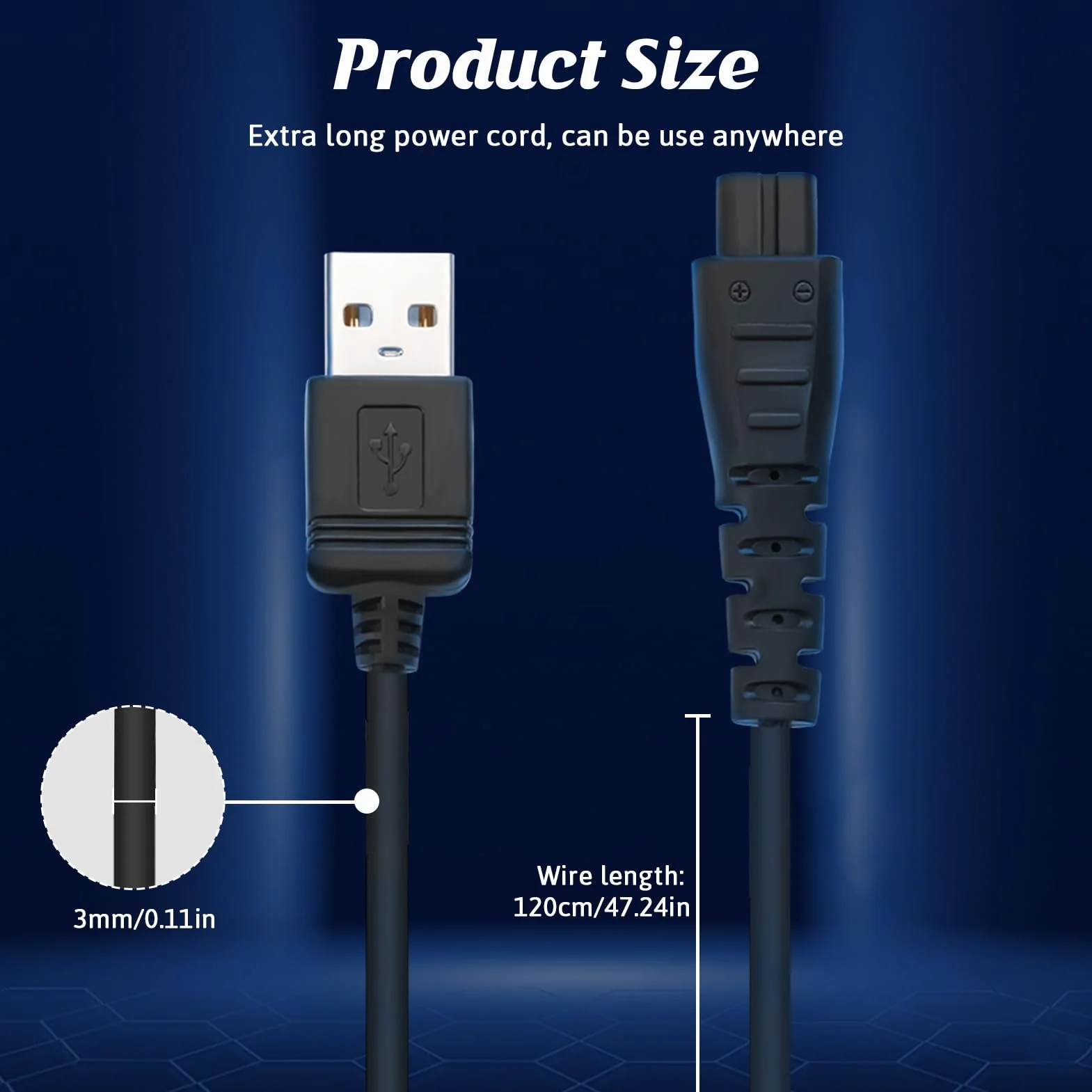 Cavo caricabatterie 5V USB per rasoio Remington HC4250 HC4255 F3 PF7500 MB4200 MB4130 XR1330 XR1350 XR1400 XR1470