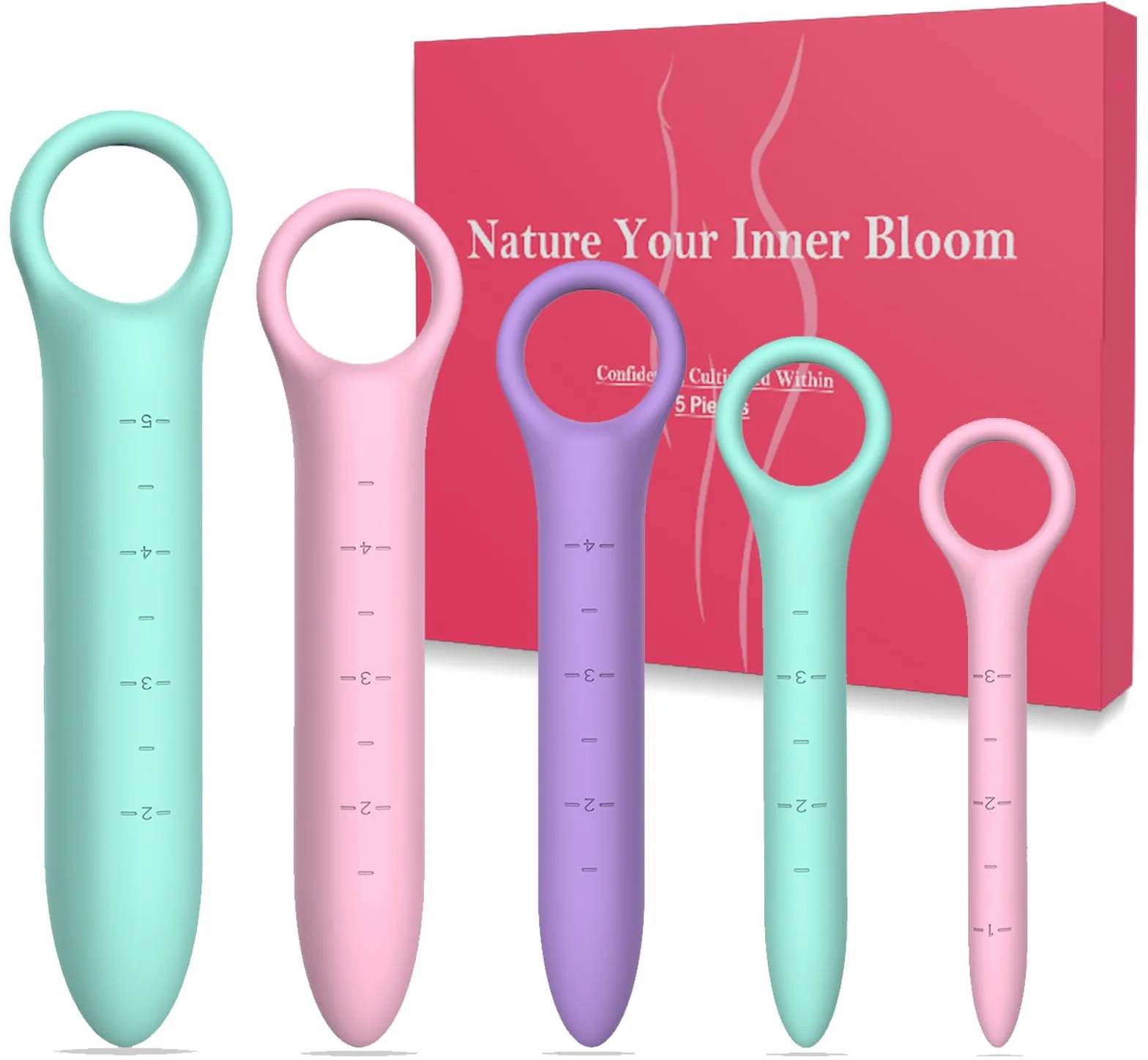 Dilatatori per Pavimento Pelvico Donna 5 Pezzi Set Dilatatore Vaginale Allenatore Muscolare Progressivo