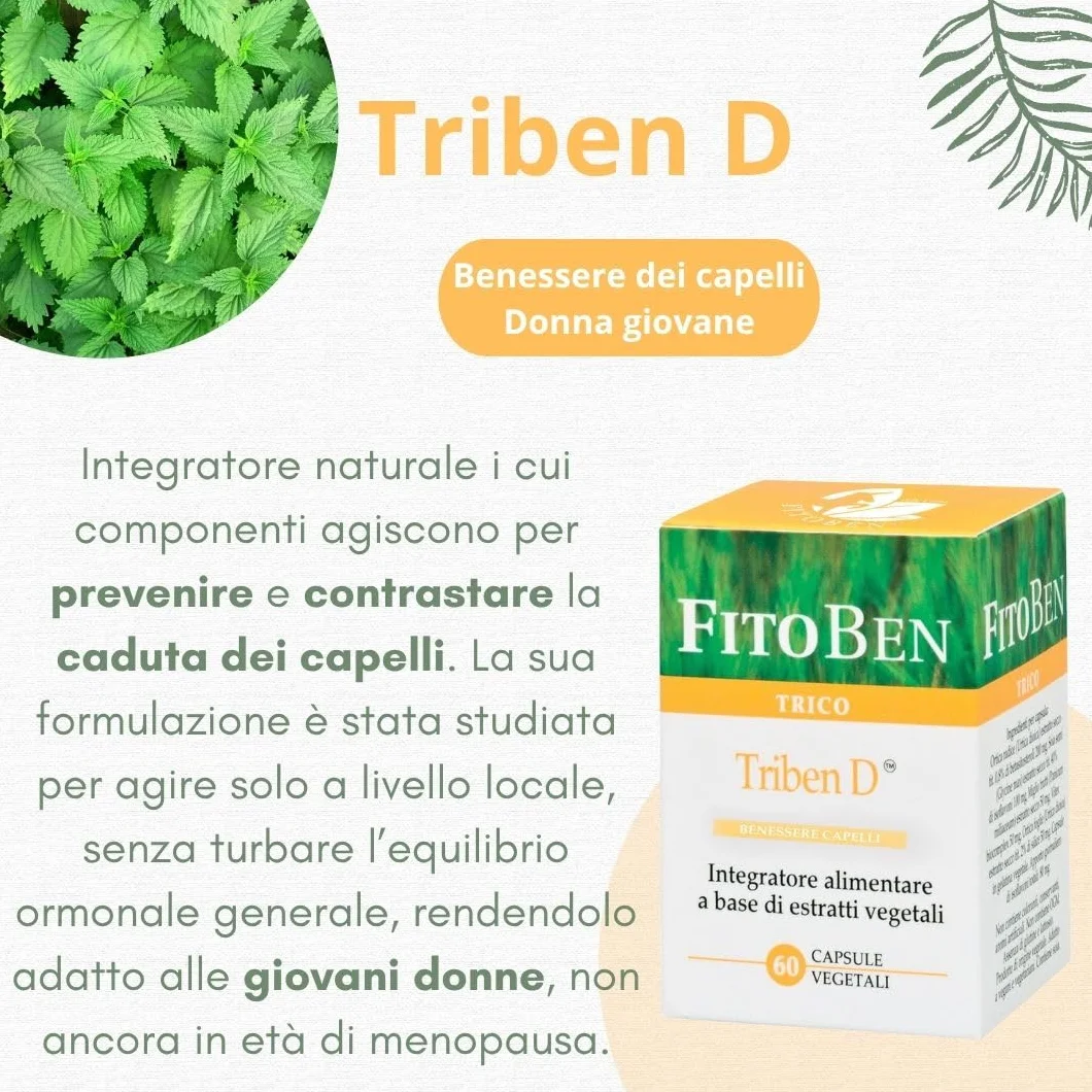 Triben D Integratore Naturale Perdita Capelli Donna Giovane 60 Capsule Vegetali