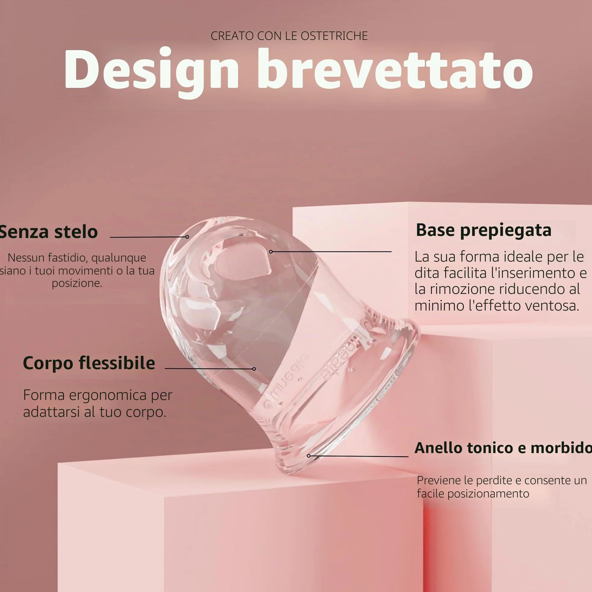 La Cup Luneale - coppetta mestruale - design ergonomico esclusivo creato con ostetriche - fabbricazione francese - 100% silicone medico al platino (M - Flusso medio/abbondante)